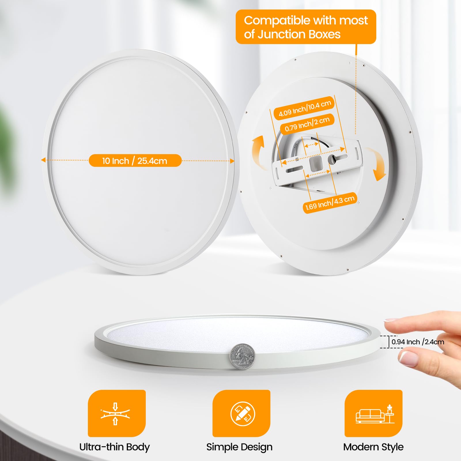 Taloya 8 Pack Led Flush Mount Ceiling Light Fixture, 10 Inch 5 Color Selectable Ultra-Thin Surface Mounted Fixture 2000Lw 20W White Led Ceiling Light For Bedroom,Living Room, Dining Room