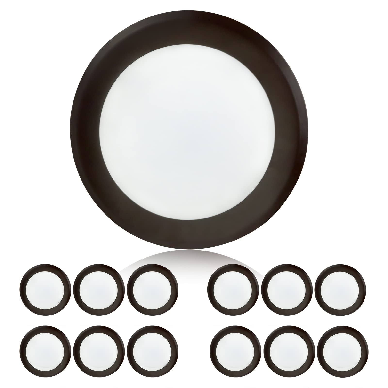 TOPELER 12Pack Bronze Surface Mount LED Ceiling Light, 6 Inch Dimmable LED Downlight, 15W 4000K Cool White, ETL-Listed Approved 