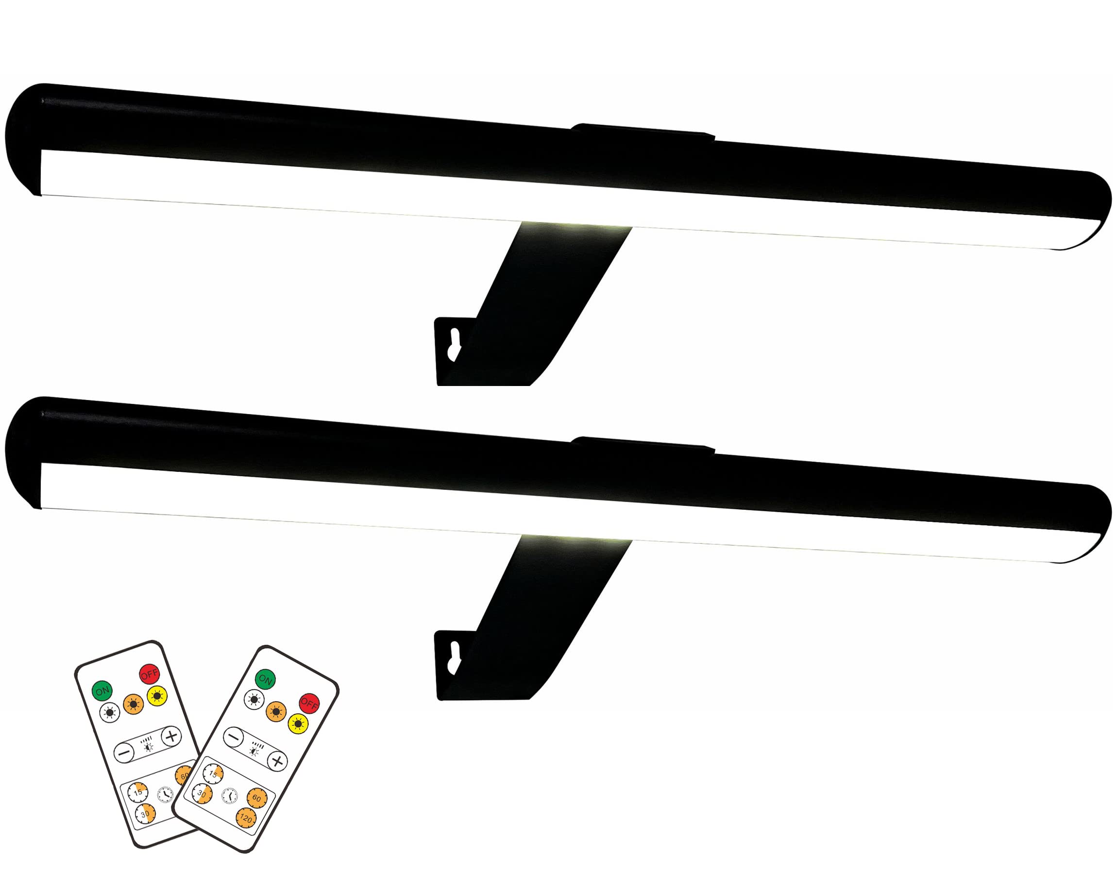 Yaqiihome 2Pack Black Led Picture Lights, 16&quot; Dimmable, Rechargeable, Remote Control, Magnetic