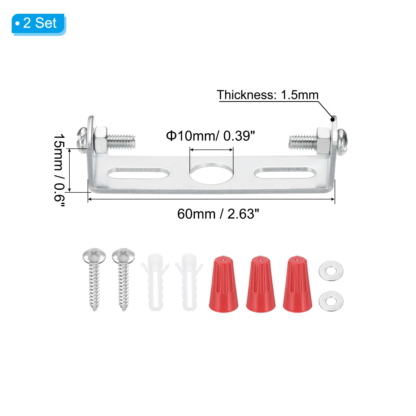 Patikil 60Mm (2.4'') Universal Light Fixture Mounting Bracket Kit, 3 Set Light Crossbar Ceiling Light Plate With Screw For Wall