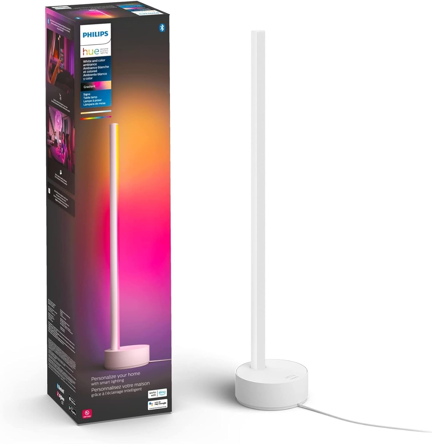Philips Hue Gradient Signe Table Lamp, Compatible with Alexa, Apple Homekit and Google Assistant, Bluetooth Compatible, Flowing 