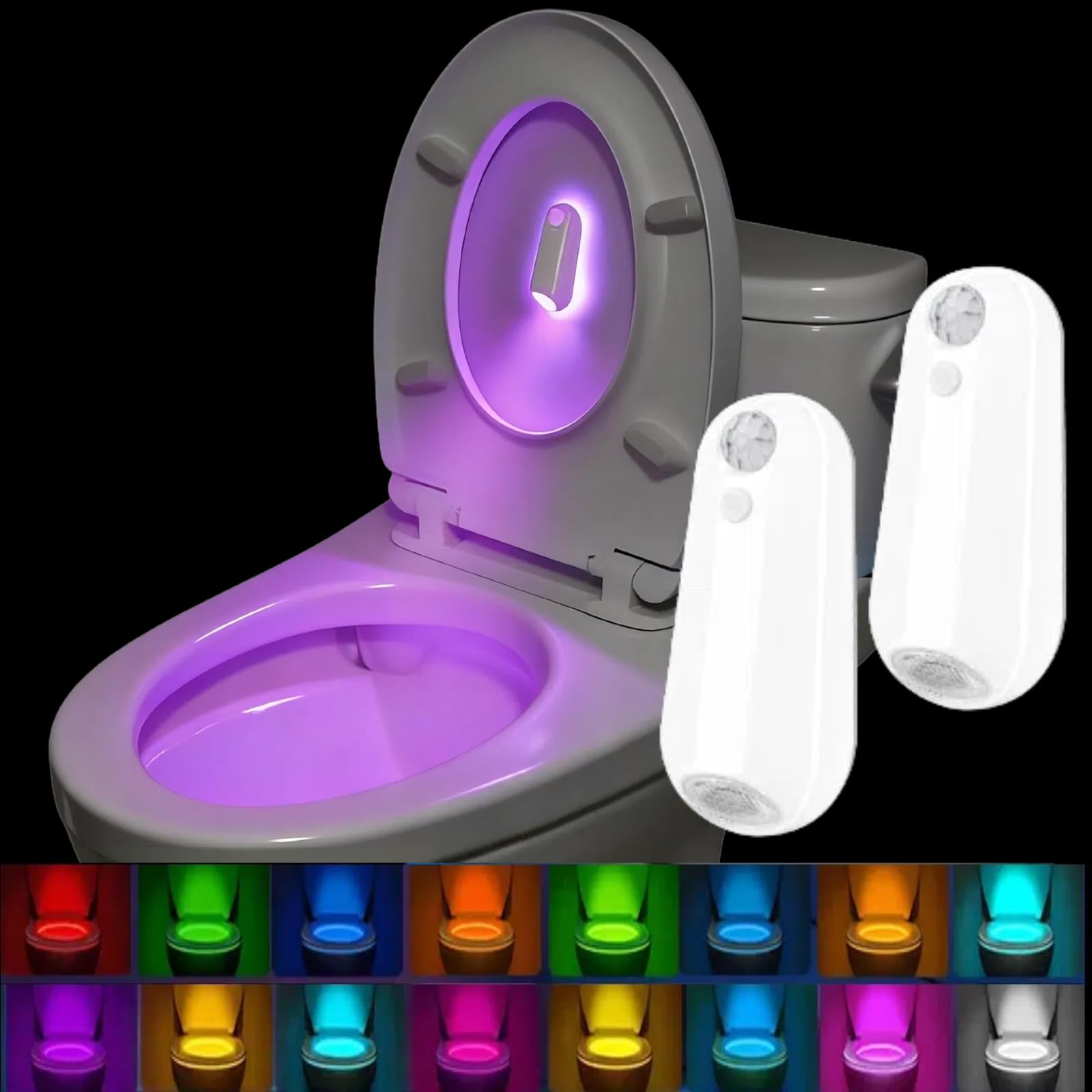 Jaypurling 2-Pack Toilet Night Light Motion Sensor Activated  Rechargeable RGB Toilet Bowl Light  Christmas Gifts for Women Men  House Warming Gifts New Home Decor