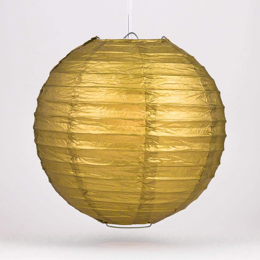Quasimoon 12 Inch Silver Round Paper Lanterns, 5-Pack, Even Ribbing, Paper Material