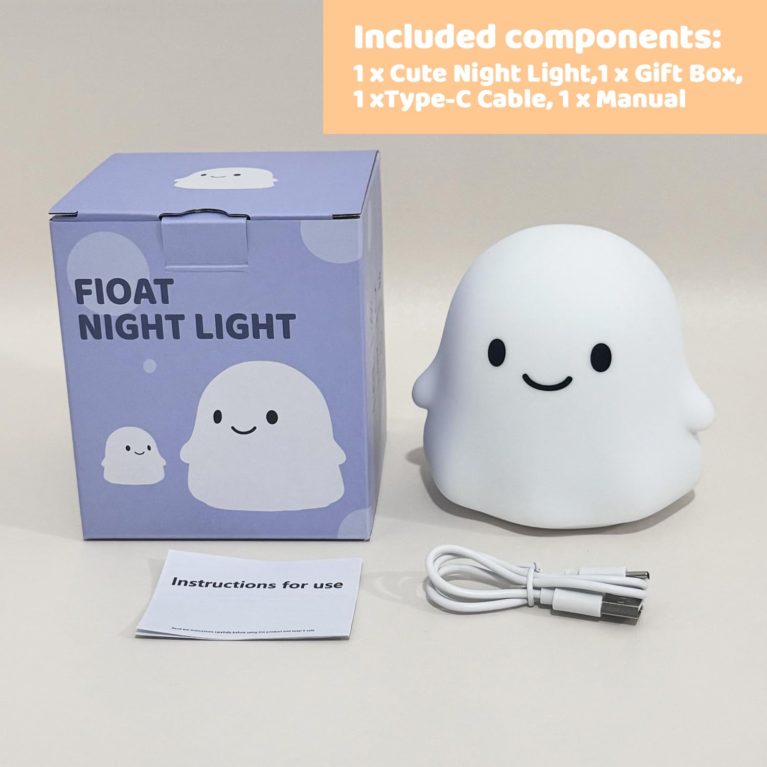 Rytinazzz Halloween Ghost Night Light  Kids Halloween Gifts - Cloud Nightlight  Halloween Decorations  Squishy Silicone  Dimmable  Rechargeable  30-Min Timer  Bedroom Nursery Bedside  Room Decor