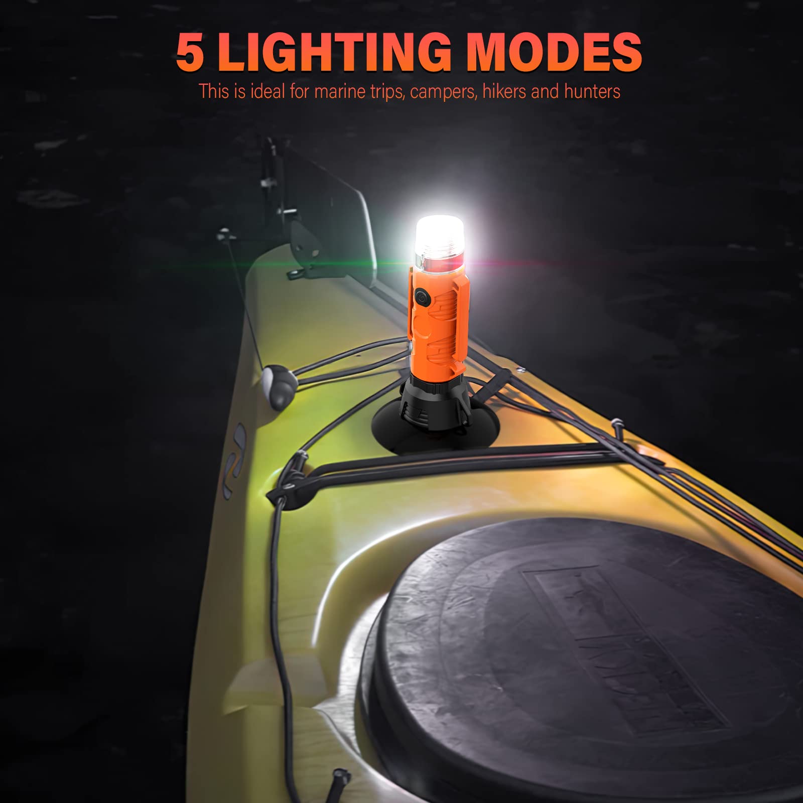 GOODSMANN Boat LED Signal Light, Suction Cup & Magnetic Base, Model 9924-F101-01, Orange