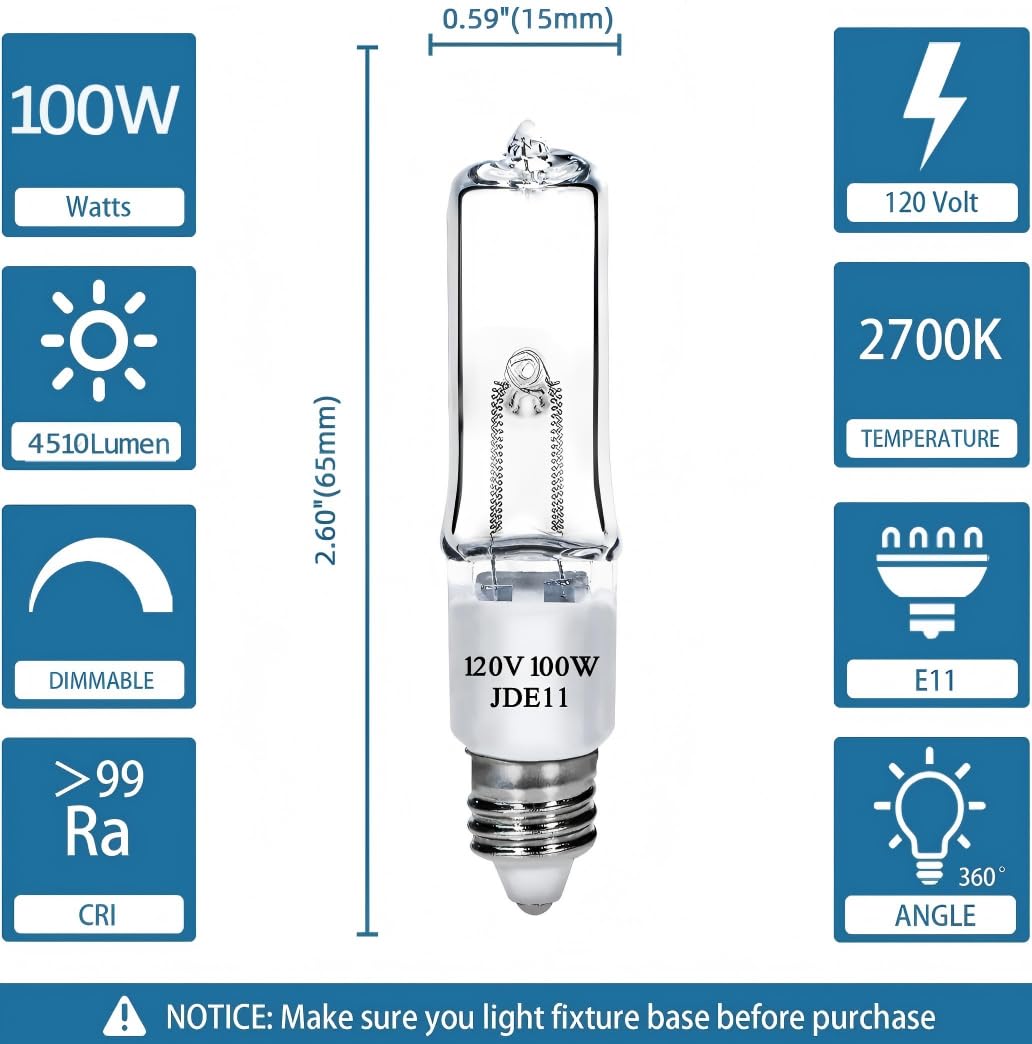 Lachesan E11 100W Mini Candelabra Base LED Bulbs, 2700K Clear Dimmable, Glass, 4 Pack, for Chandeliers & Lamps