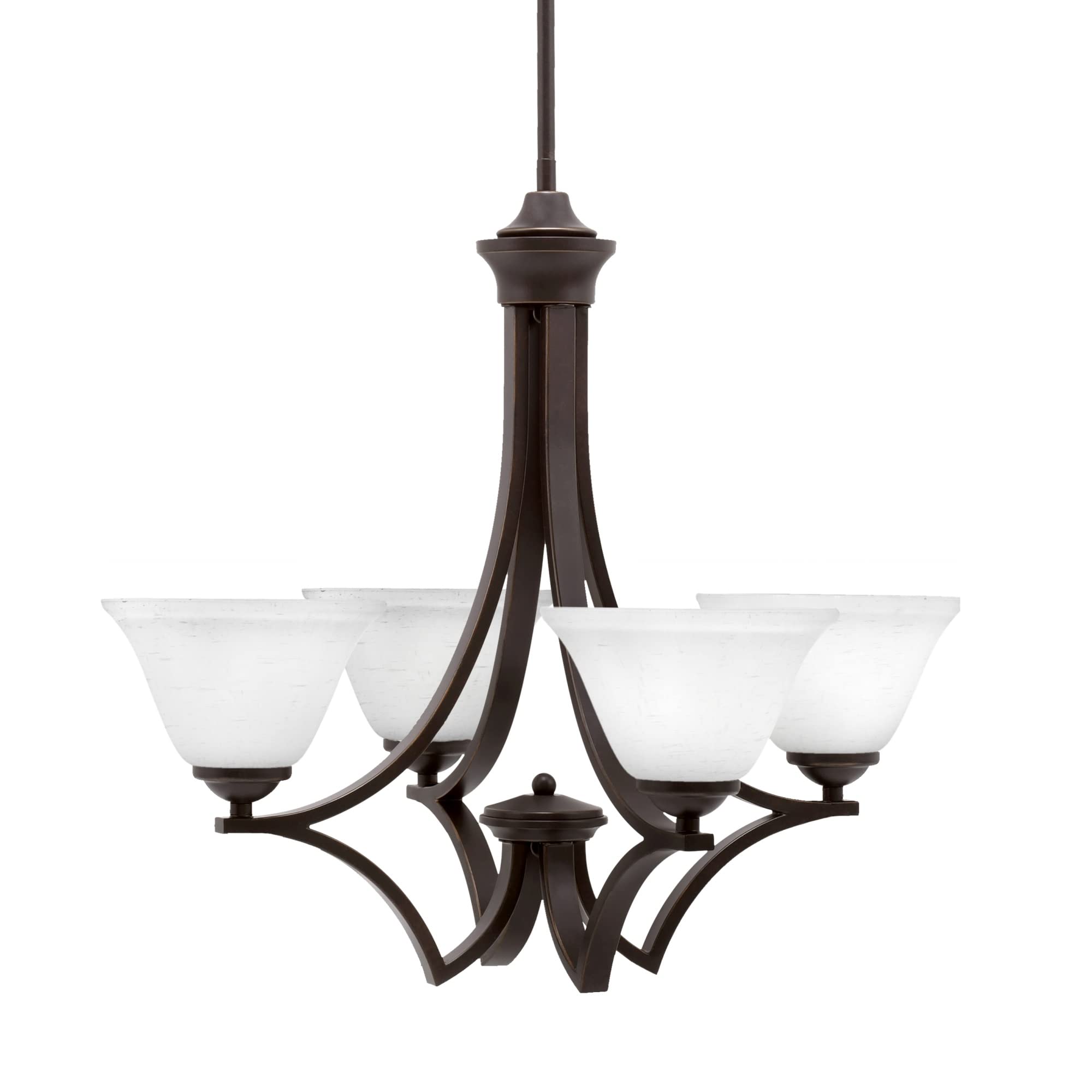 Zilo Uplight, 4 Light, Chandelier in Dark Granite Finish with 7&quot; White Muslin Glass