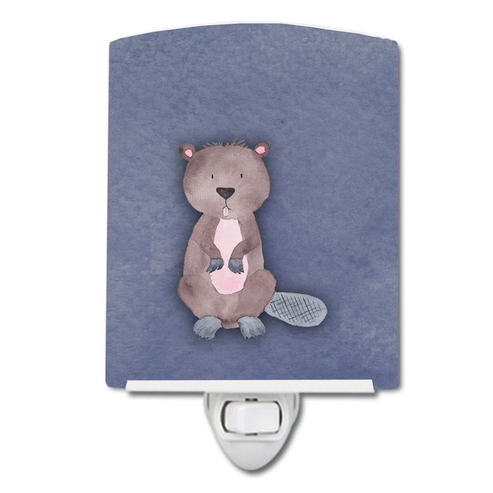 Carolines Treasures BB7392CNL Beaver Watercolor Ceramic Night Light Compact, ULCertified, Ideal for Bedroom, Bathroom, Nursery