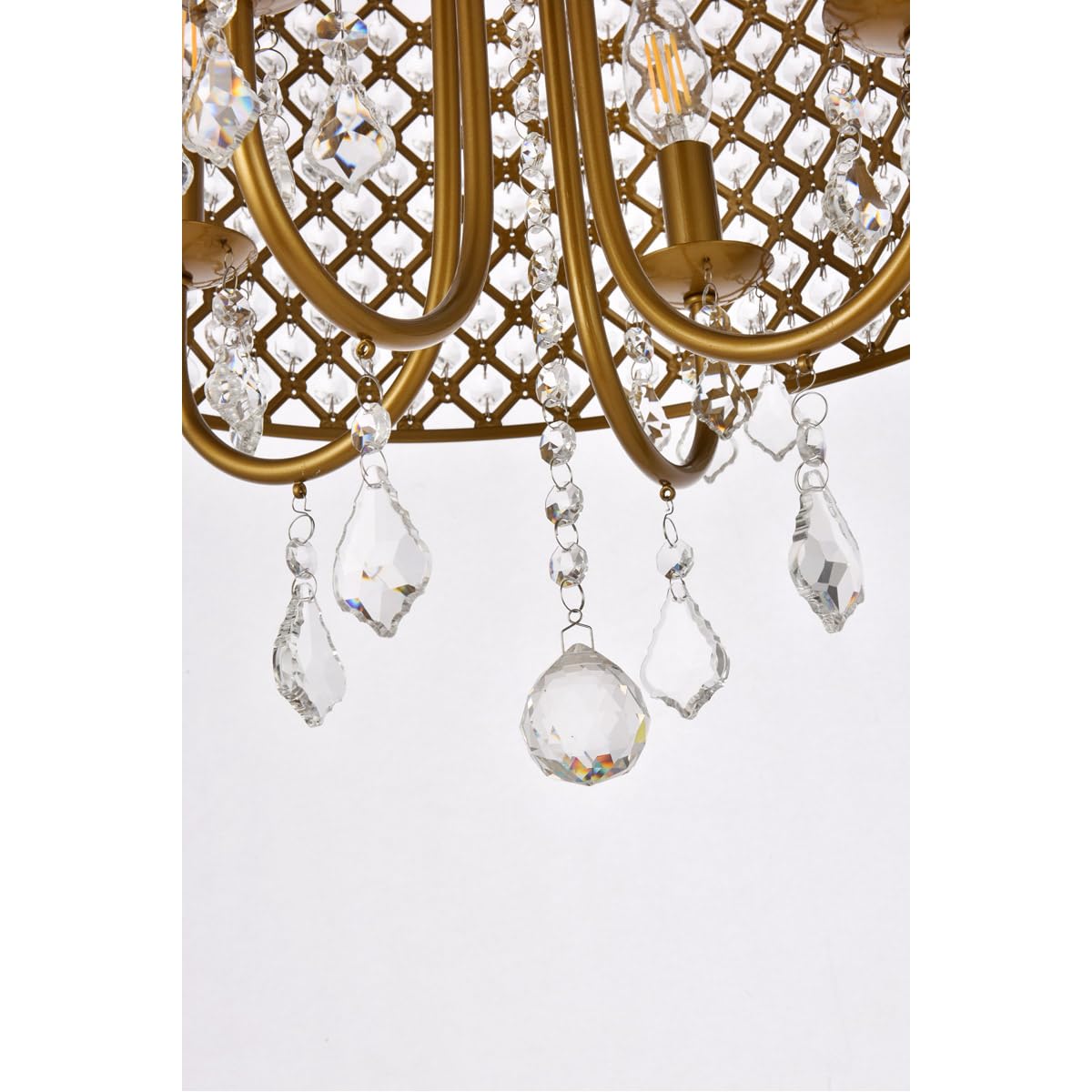 Living District Elise 4-Light Transitional Metal Flush Mount in Brass Finish