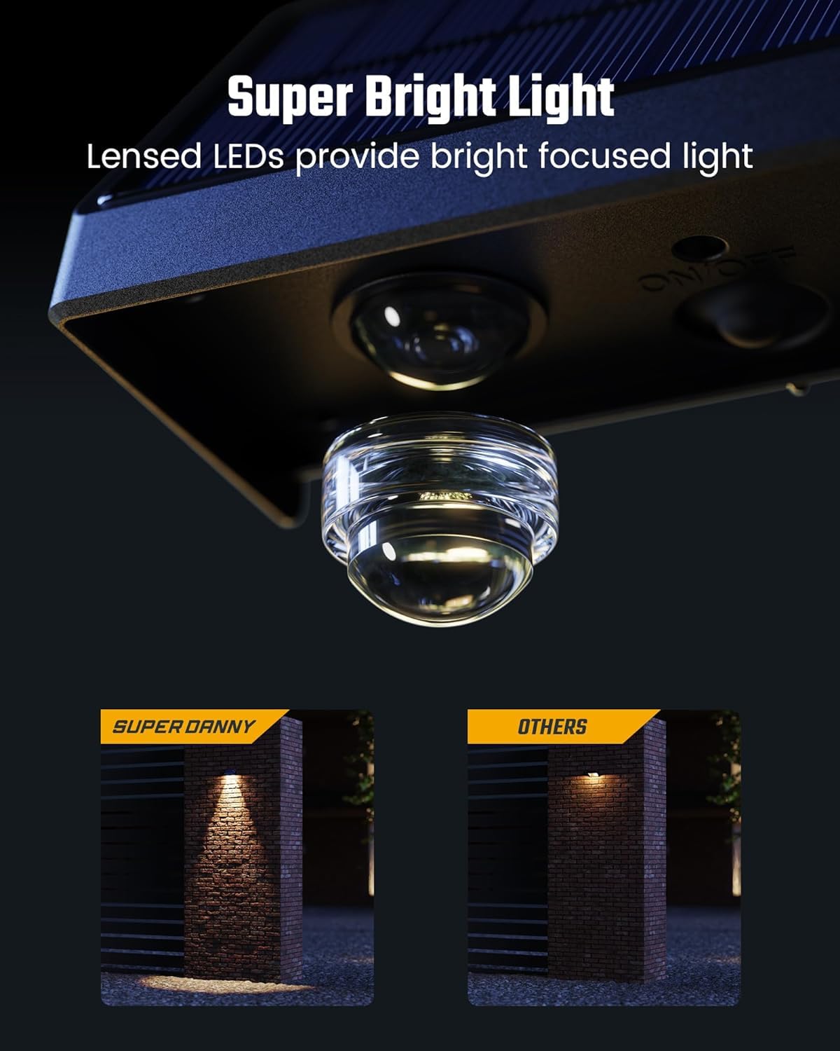 SUPERDANNY Solar Lights for Outside, RGB & Warm White Solar Fence Lights Outdoor Waterproof, 50 Lumen Lensed LEDs Fence Lights S
