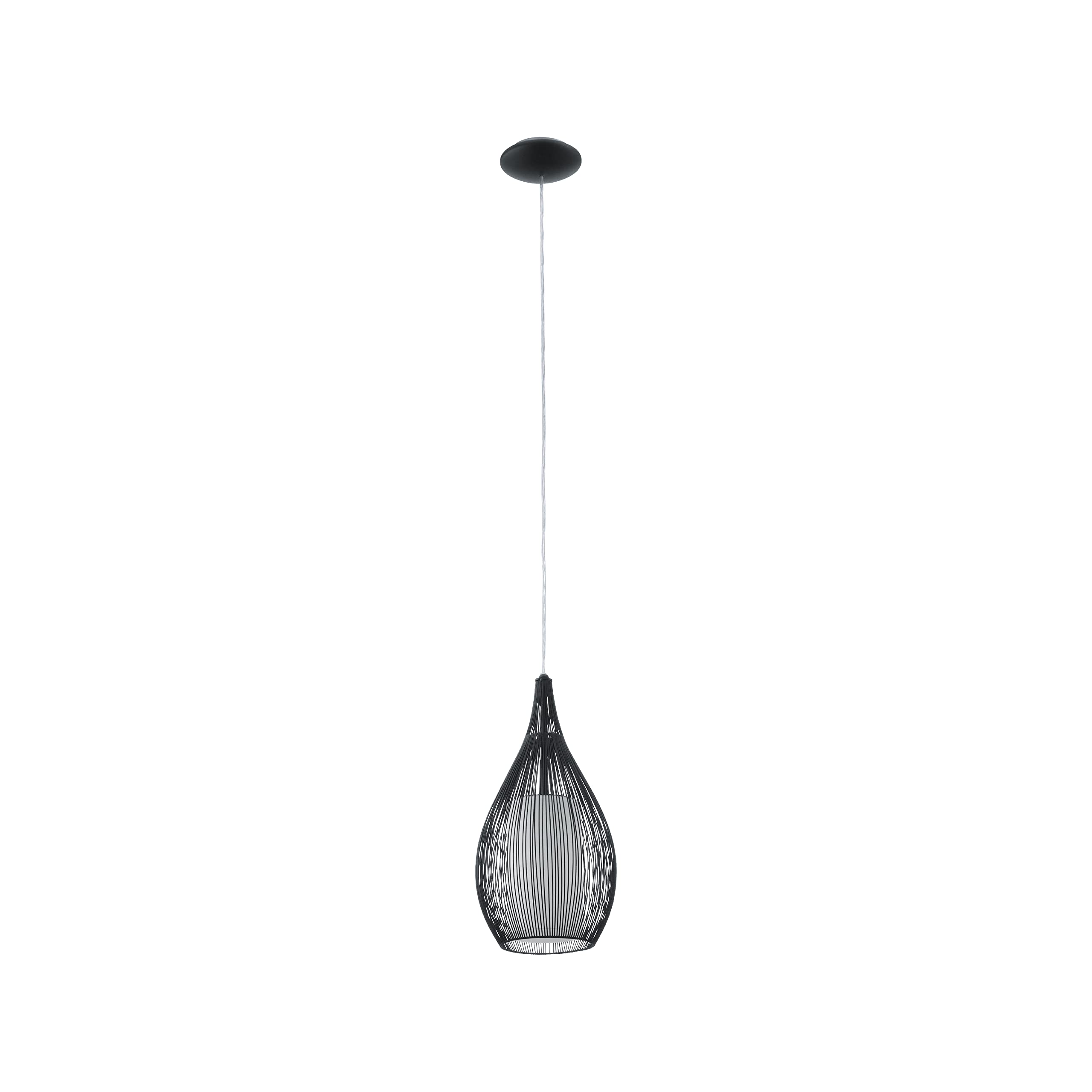 EGLO 92252A Razoni 1-Light Pendant Hanging Adjustable Lighting Fixture with Steel Shade for Kitchen Island, Hallway, and Dining 