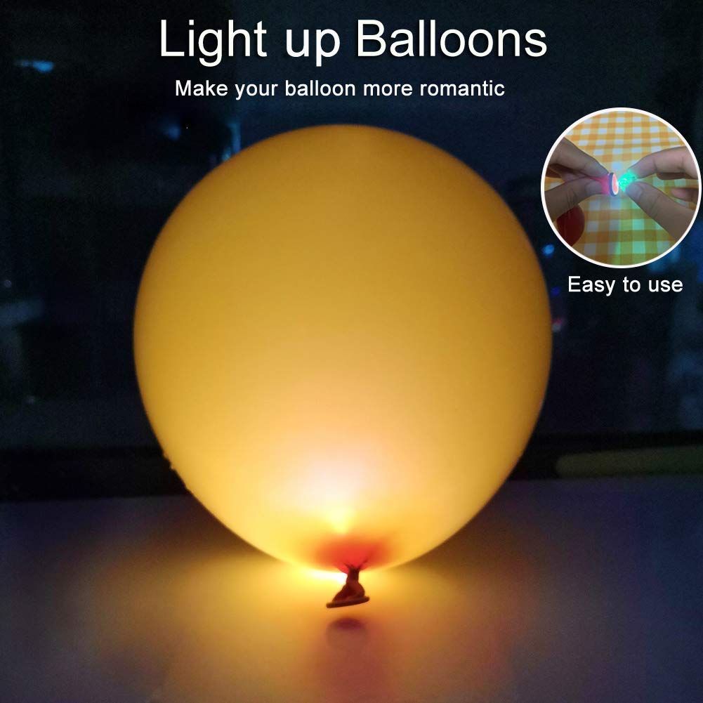 JJGoo 100Pcs Multicolor LED Balloon Lights, Waterproof Mini Round Balls for Party, Wedding, Halloween, Christmas, Model MY1005E-Colorful