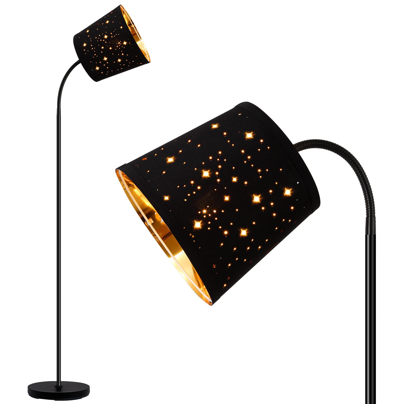 AUQUEE LED Floor Lamp, Adjustable Gooseneck, Metal, Star Shade, Modern Reading Light, 6W Bulb Included