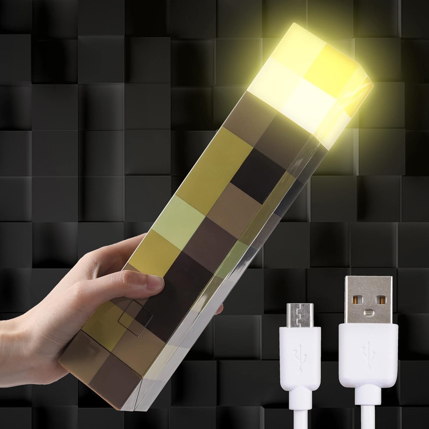Torch Lamp - Torch Light with Wall Mountable - 11 Inch LED Night Light - USB Rechargeable for Nightstand Lamp - Costume Cosplay 