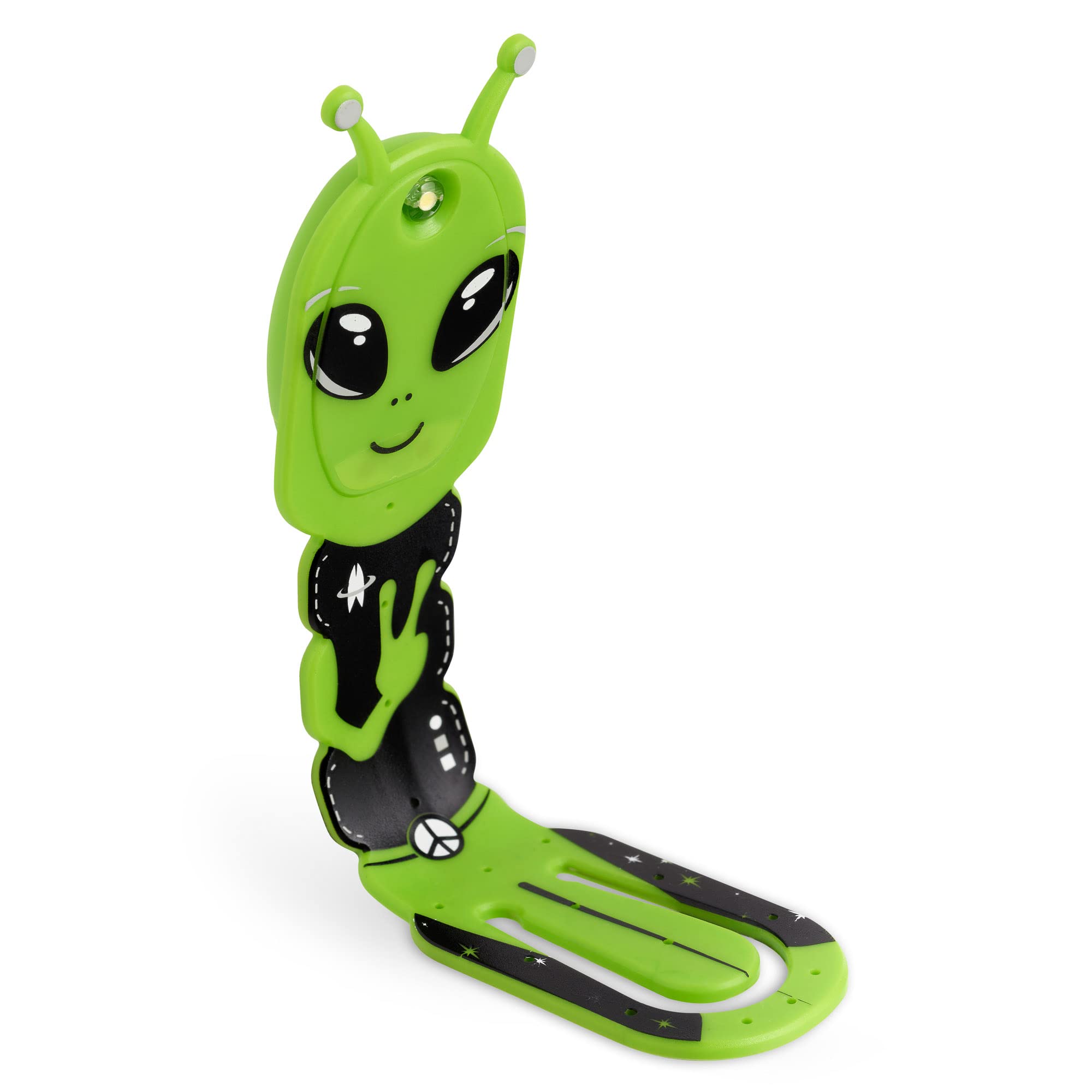 Gifts for Readers & Writers Flexilight Pal 2-in-1 LED Reading Light, Portable Bookmark & Clip-On Lamp, Battery Operated, Alien Green
