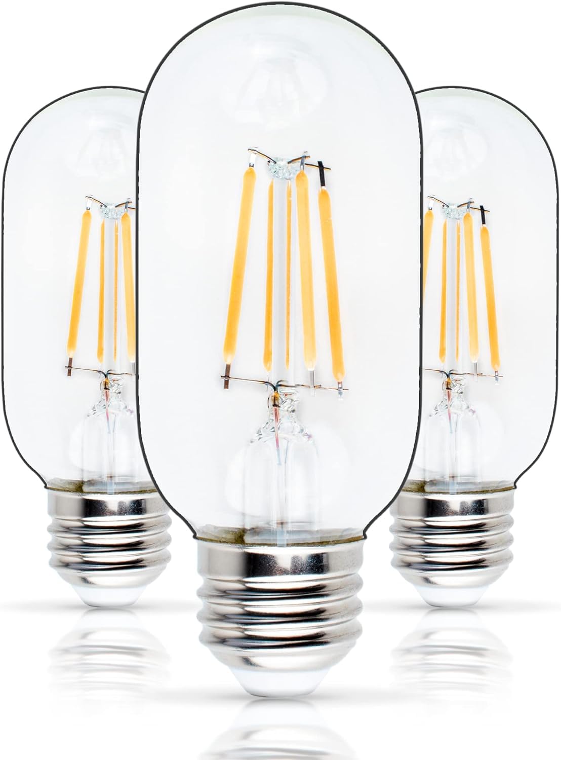 BlueStars T45 E26 Edison LED Light Bulb 5W 120V 2700K Warm White Clear Glass 3 Pack