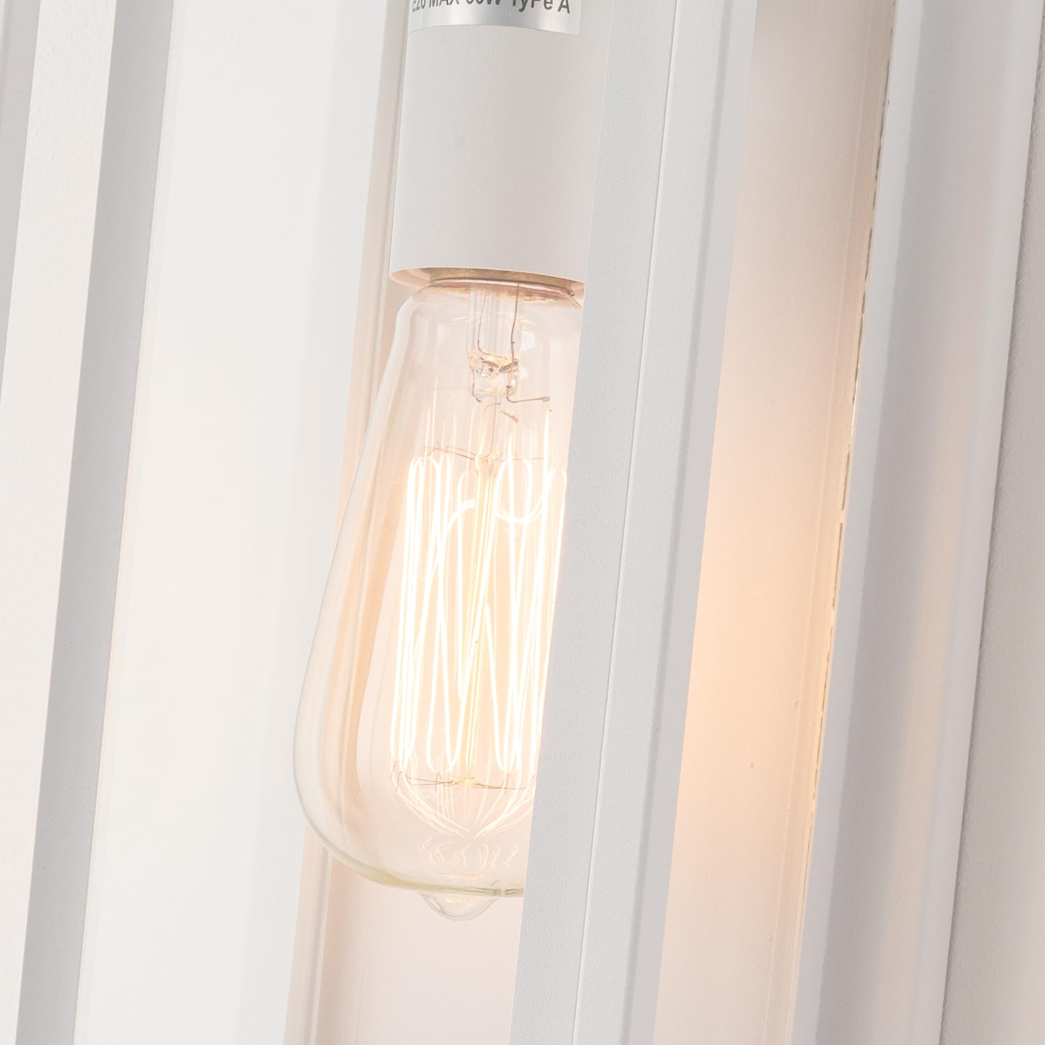 mirrea Outdoor Wall Sconce 1 Light Rectangular Metal Frame Clear Glass Shade 14-inch Matte White Model BH009 Pack of 2