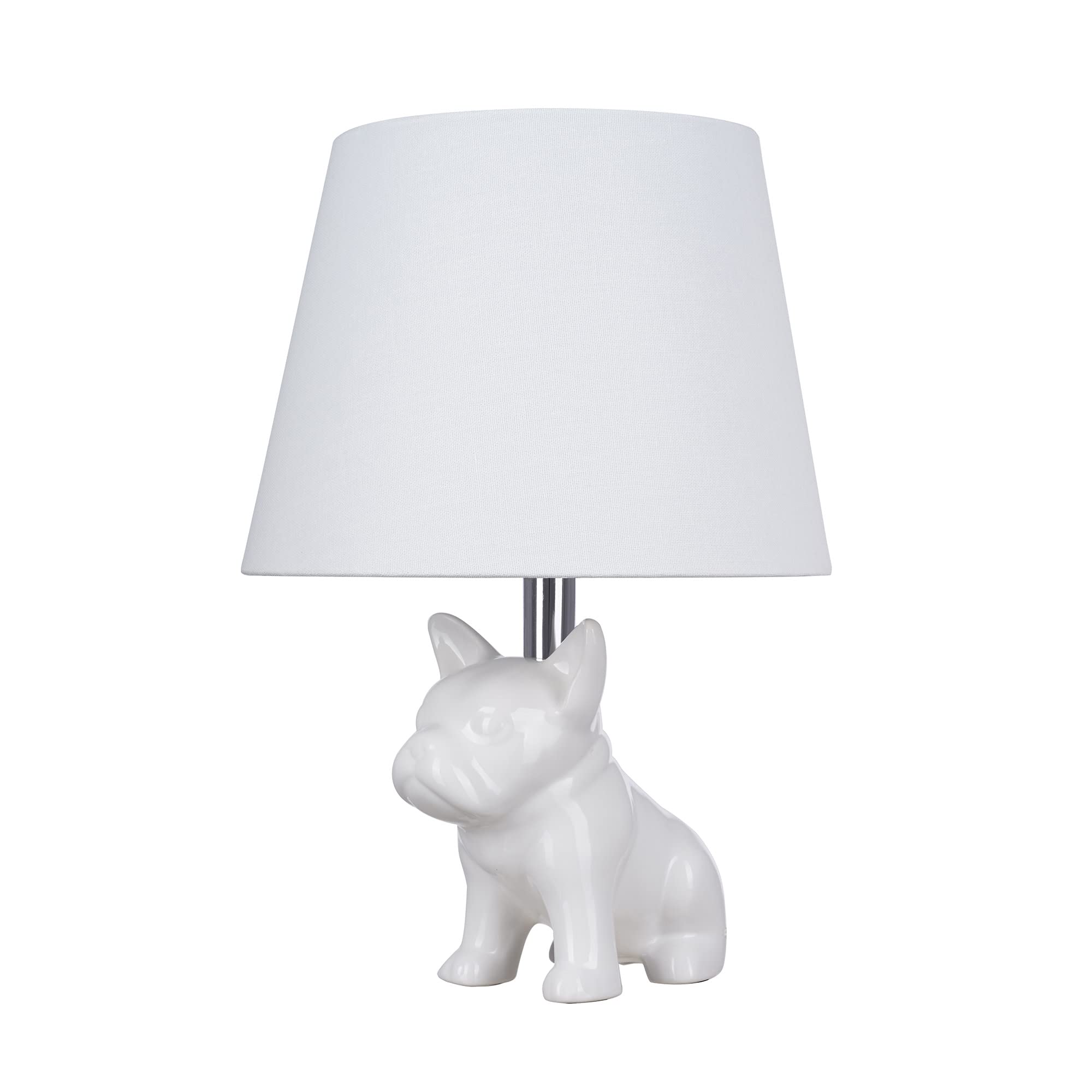 Catalina Lighting 23109-000 Whimsical Ceramic French Bulldog Desk Lamp, Table Lamp For Office, Dorm, Or Bedroom, Reading Light N