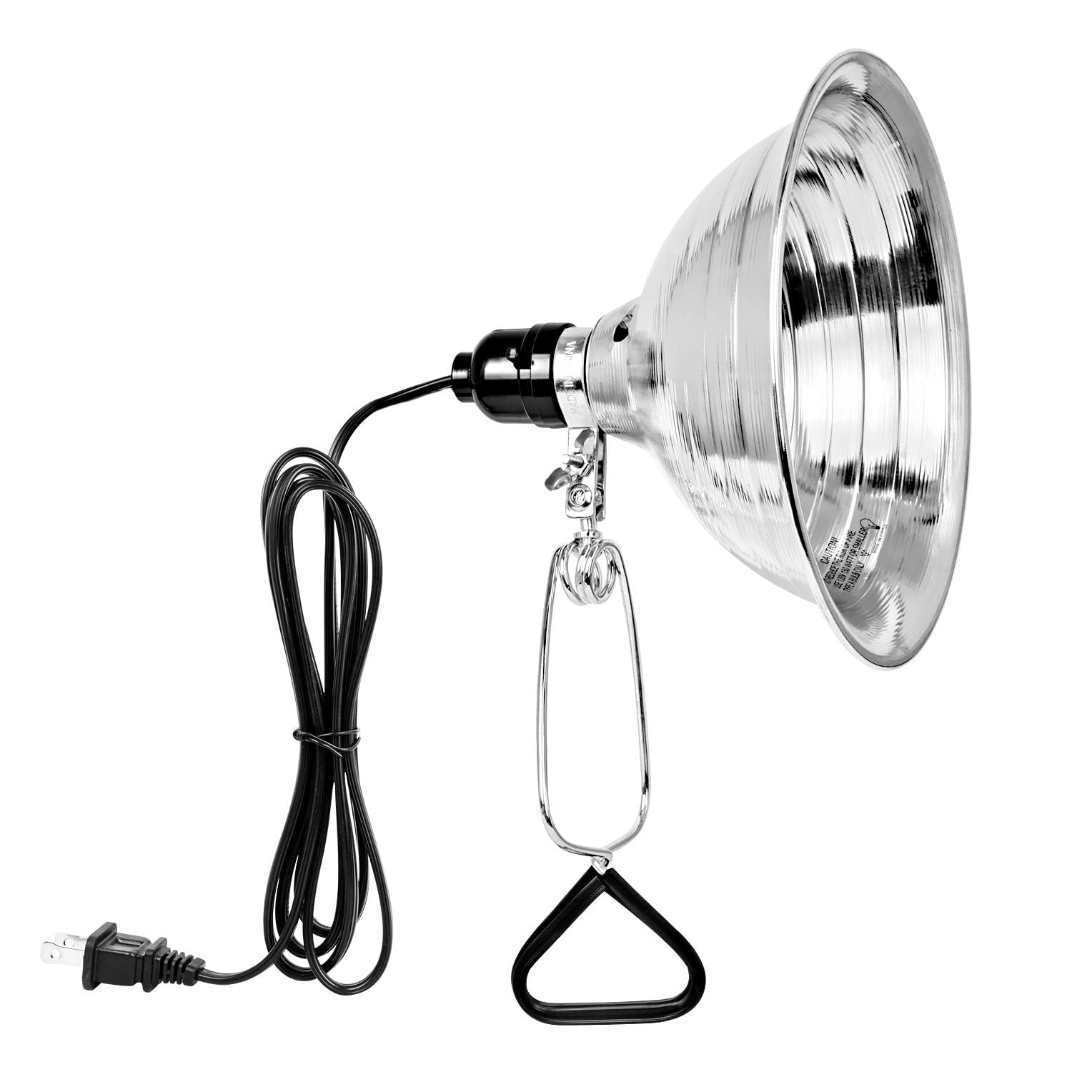 Simple Deluxe Clamp Light, 8.5in Adjustable Aluminum Reflector, E26 Socket, 150W Max, 6ft Cord, 1-Pack, Black