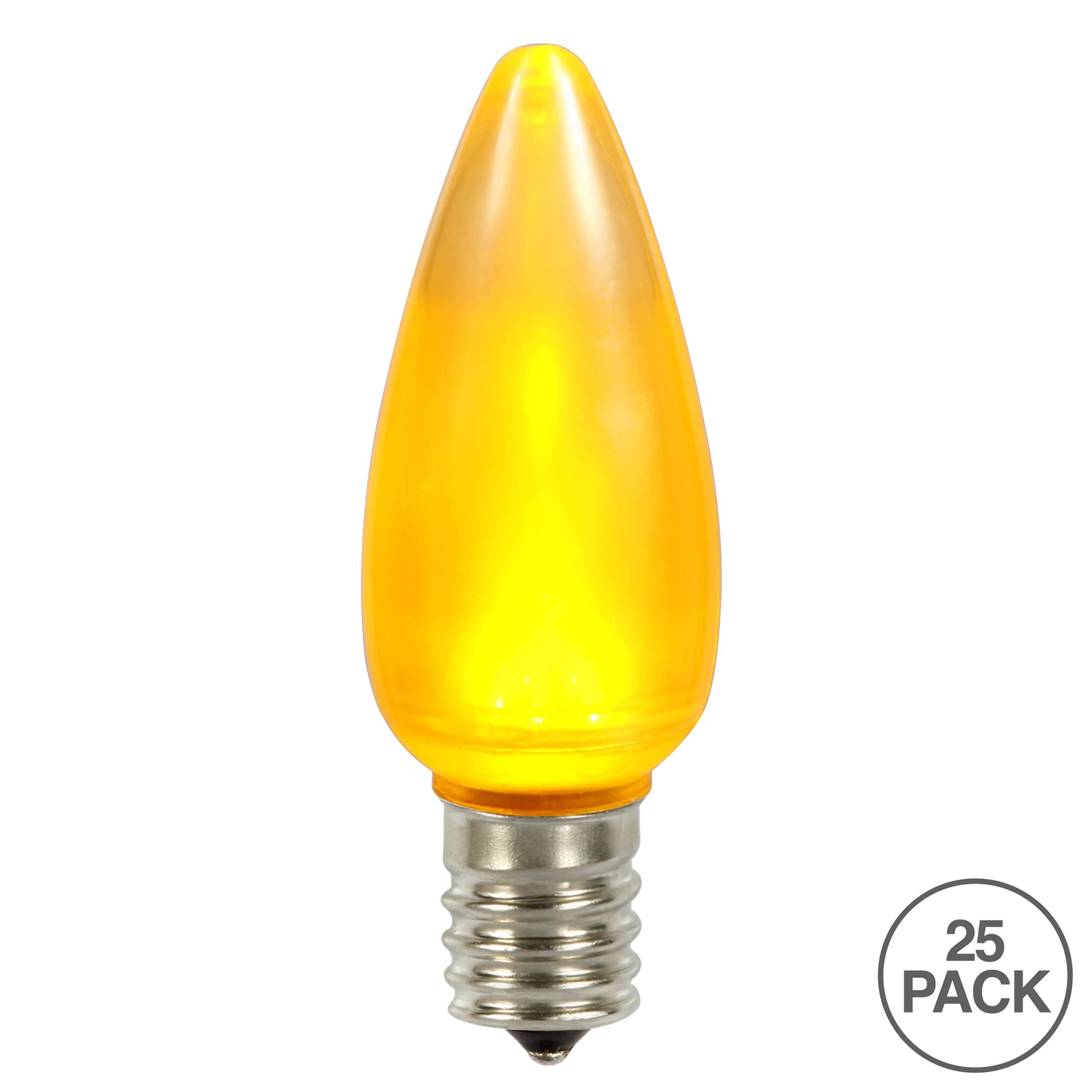 Vickerman C9 Ceramic LED Yellow Twinkle Bulb, 130V, 0.96 Watts, Nickel Base, 25 Bulbs per Pack