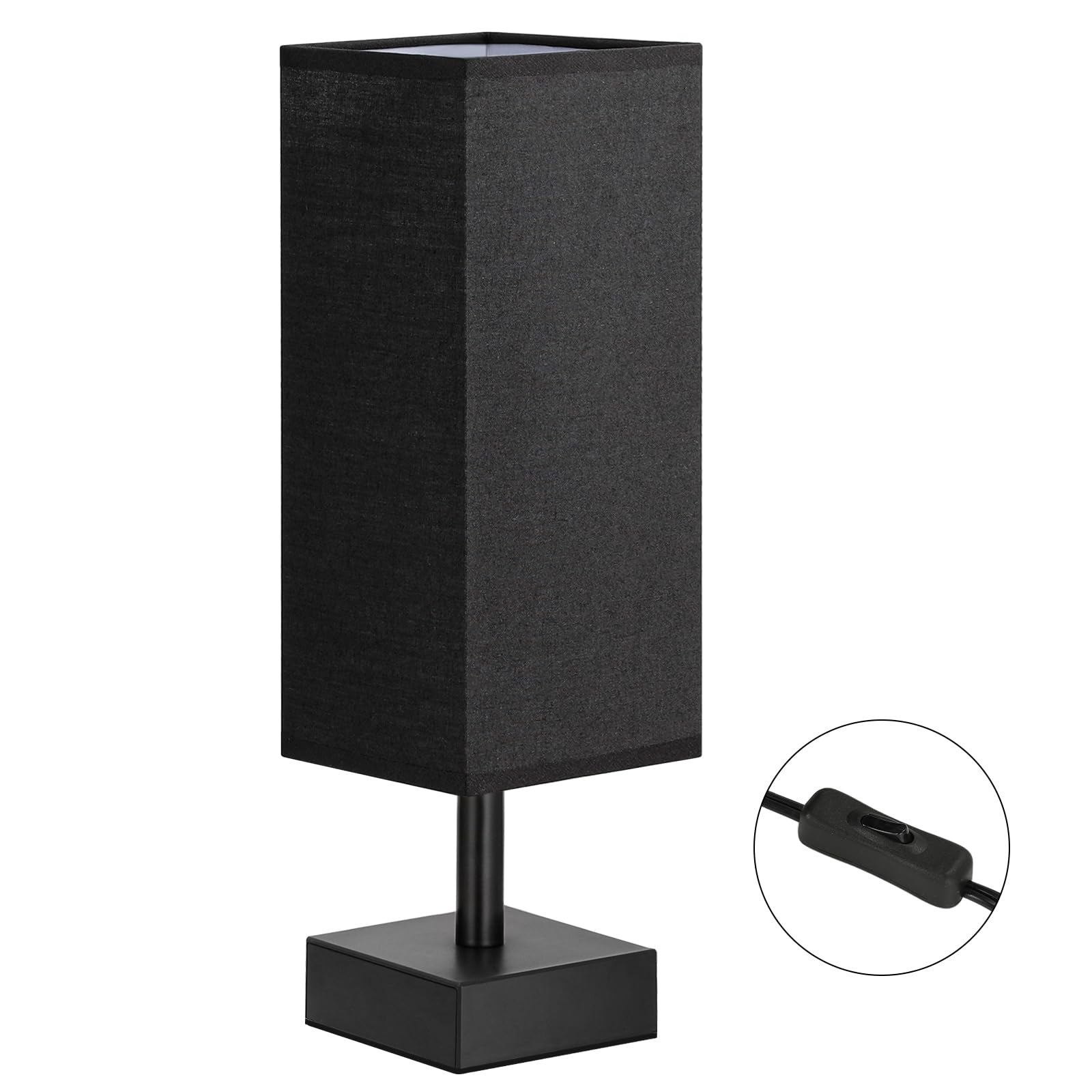 Aooshine Black Small Table Lamp - Bedside Lamp For Bedroom, Minimalist Nightstand Lamp With Black Base, Desk Lamp For Kids Room