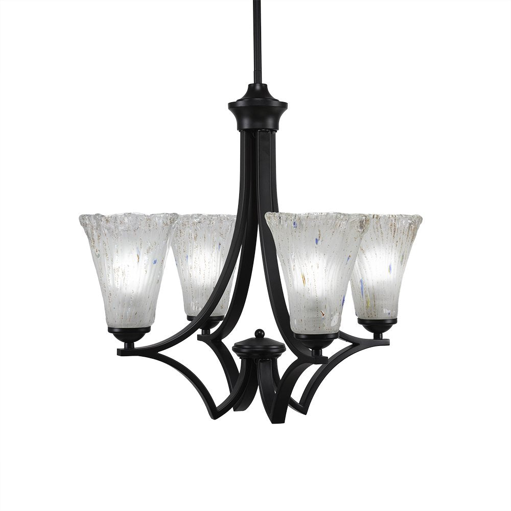 Toltec Lighting Zilo 4 Light Chandelier in Matte Black (564-MB-721)