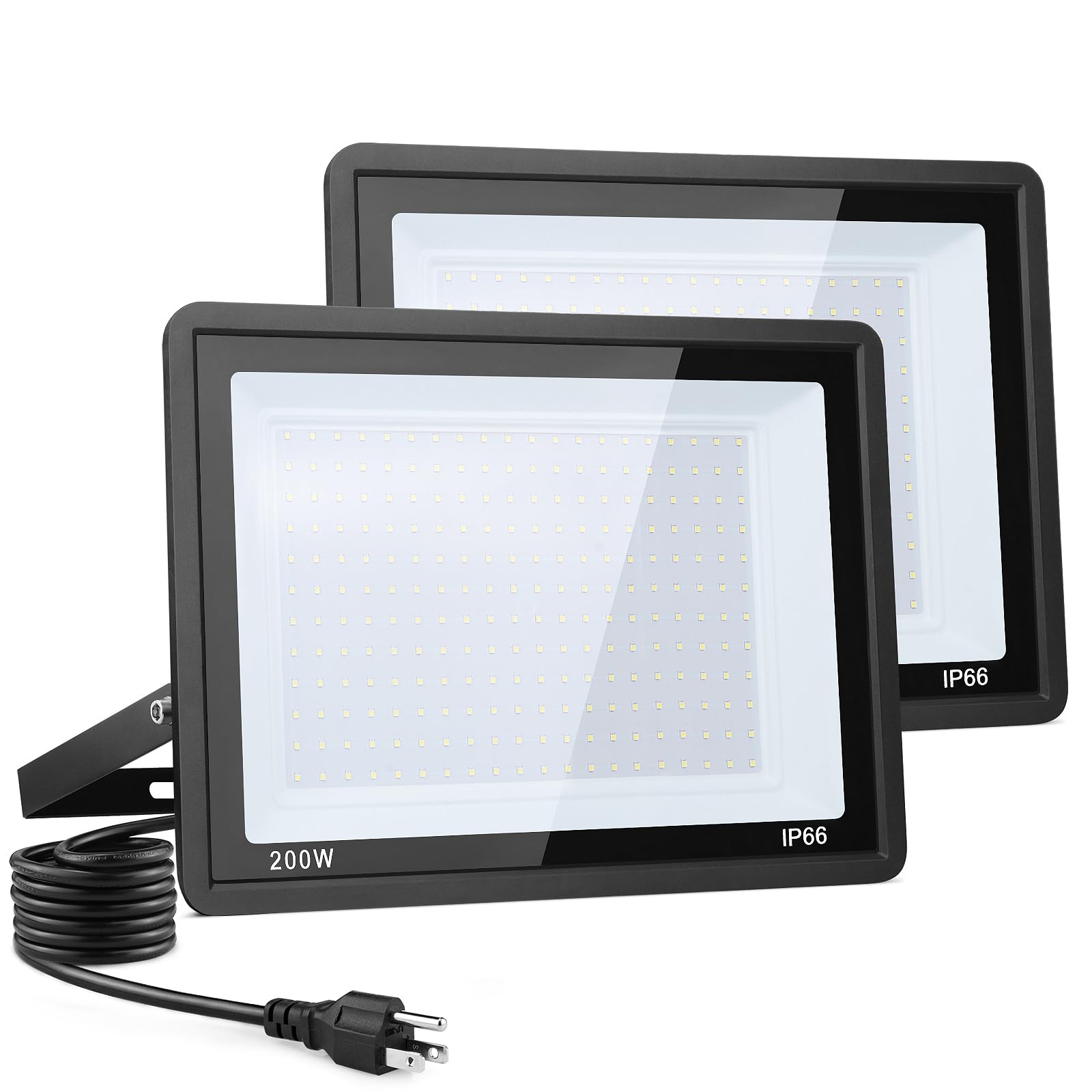 WuliFun 200W LED Flood Light Outdoor  2Pack 20000LM Super Bright  IP66 Waterproof Outside Work Lights  6500K Daylight White Security Lights