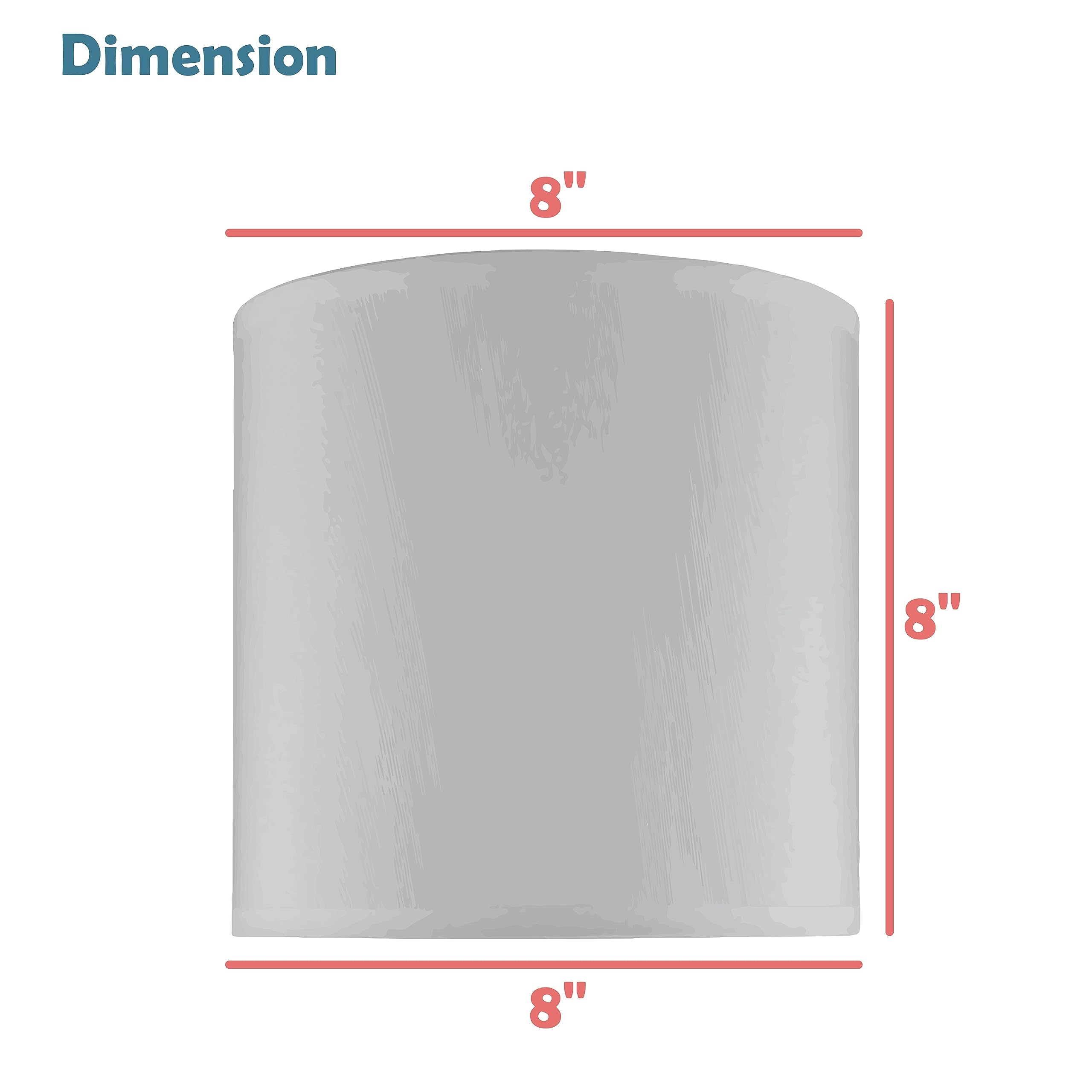 Aspen Creative Drum Lamp Shade, 8in Wide, White & Red, Jacquard Textured Fabric, Model 31617