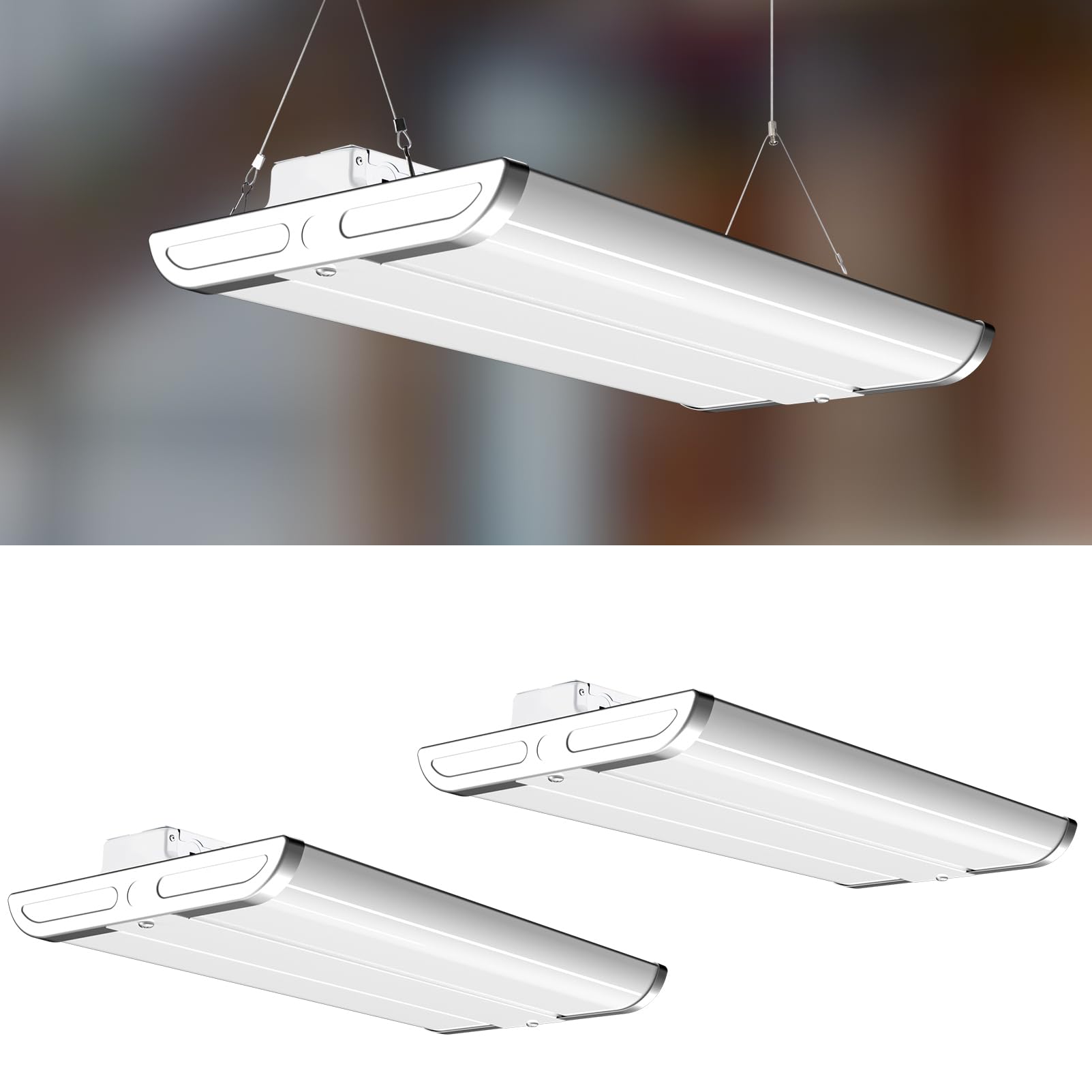 Lightdot LED High Bay Shop Lights, 195W 28000LM, 2FT 2Pack, Alloy Steel, ETL Listed, 5000K, Model HB-M07-FL