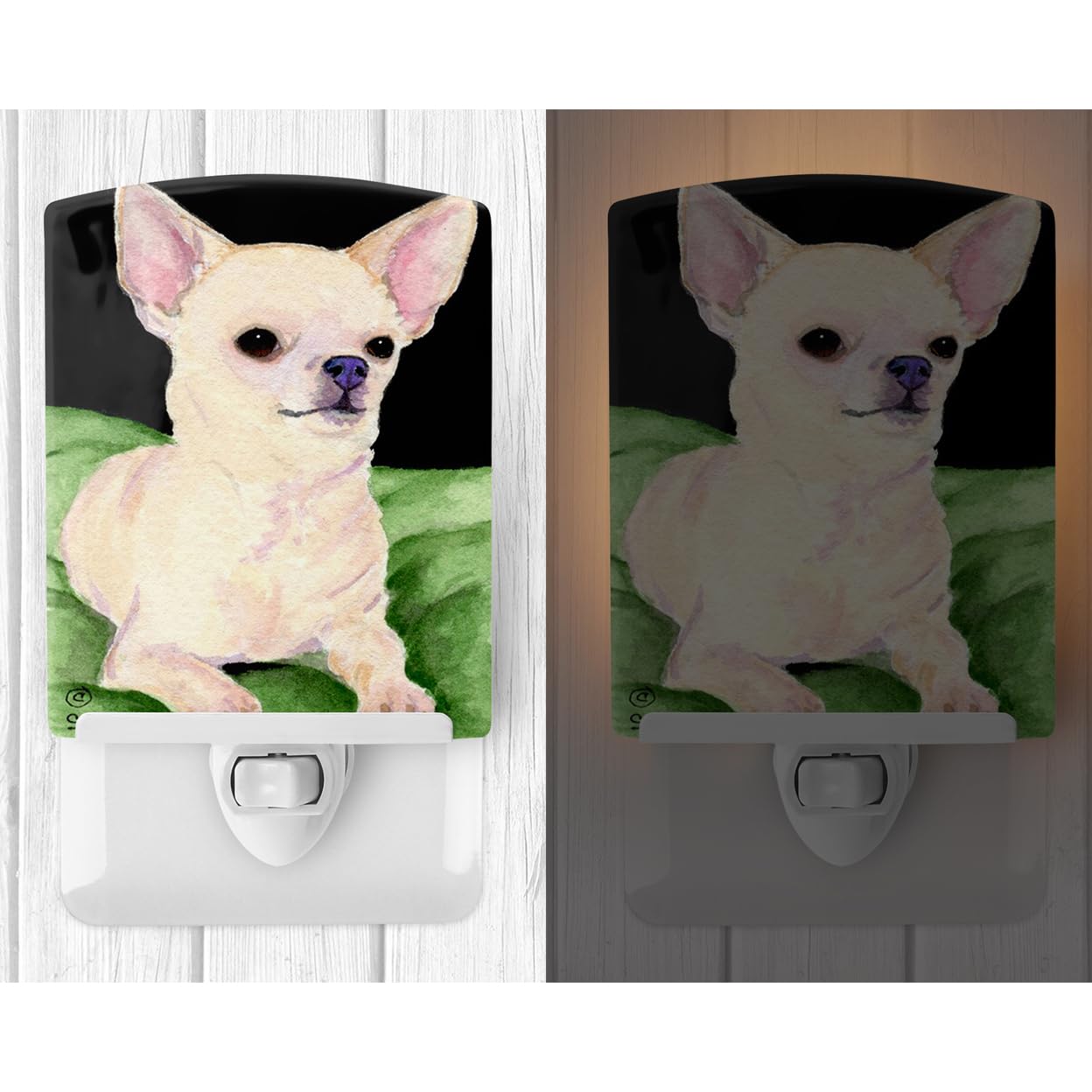 Caroline'S Treasures Ss8789Cnl Chihuahua Ceramic Night Light Compact, Ul-Certified, Ideal For Bedroom, Bathroom, Nursery, Hallway, Kitchen, 6X4X3, Multicolor