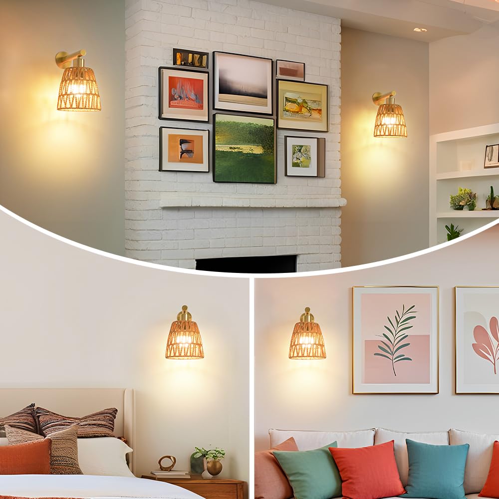 OIYIO Battery Operated Wall Sconce Set of 2, USB Rechargeable, Dimmable Bulbs, RGB Colors, Gold, Model DX23067W1-BS-2