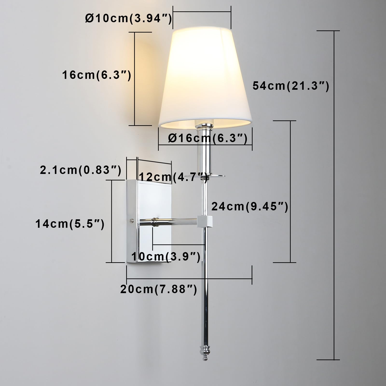 Permo Set Of 2 Classic Rustic Industrial Wall Sconce Lighting Fixture With Flared White Textile Lamp Shade And Chrome Tapered Co