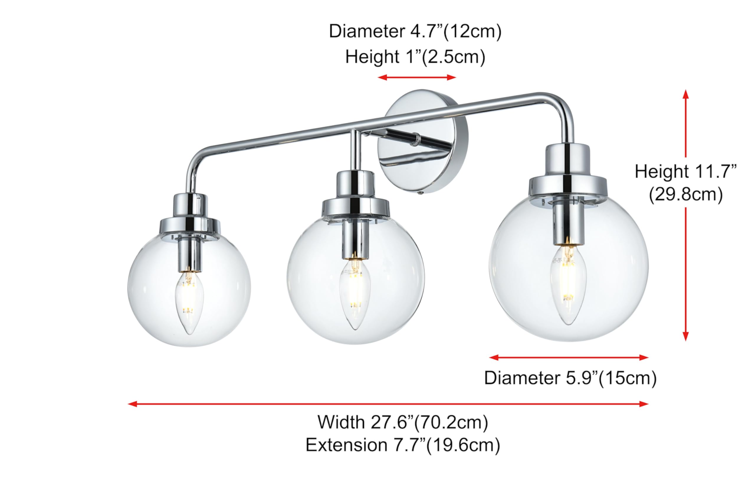 Living District Indoor Modern Home Decorative Bright Ceiling Hanson 3 Lights Bath Sconce in Brass with Clear Shade