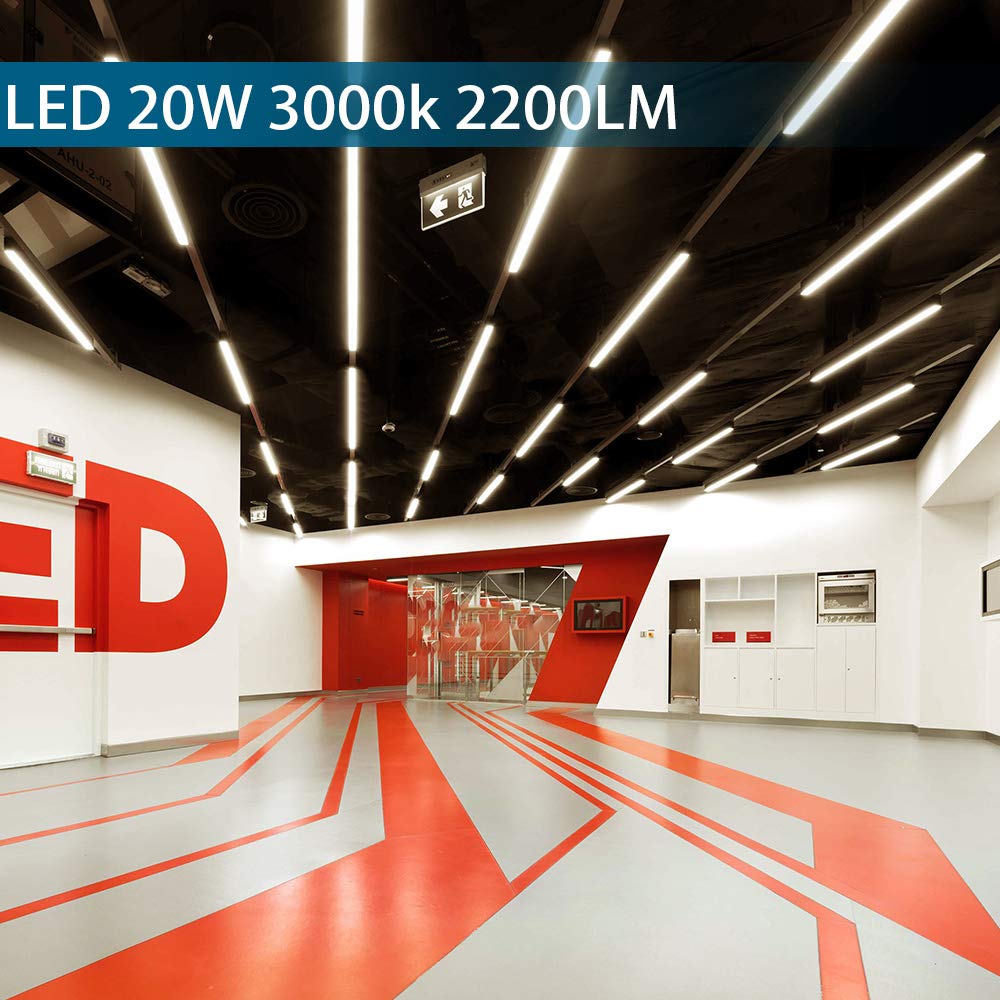 Barrina 6 Pack Led T5 Integrated Single Fixture, 4Ft, 2200Lm, 3000K (Warm White), 20W, Utility Shop Light, Ceiling And Under Cabinet Light, Etl Listed, Grow Light With Built-In On/Off Switch