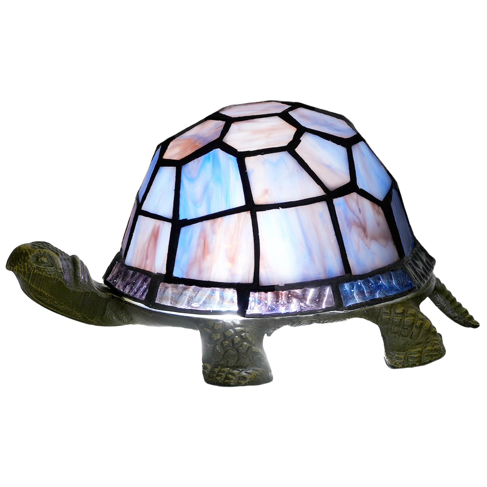 NUODITOS Small Turtle Night Light Tiffany Style Stained Glass Accent Table Lamp Bedroom Living Room Bedside Lamp Mini Light Kids