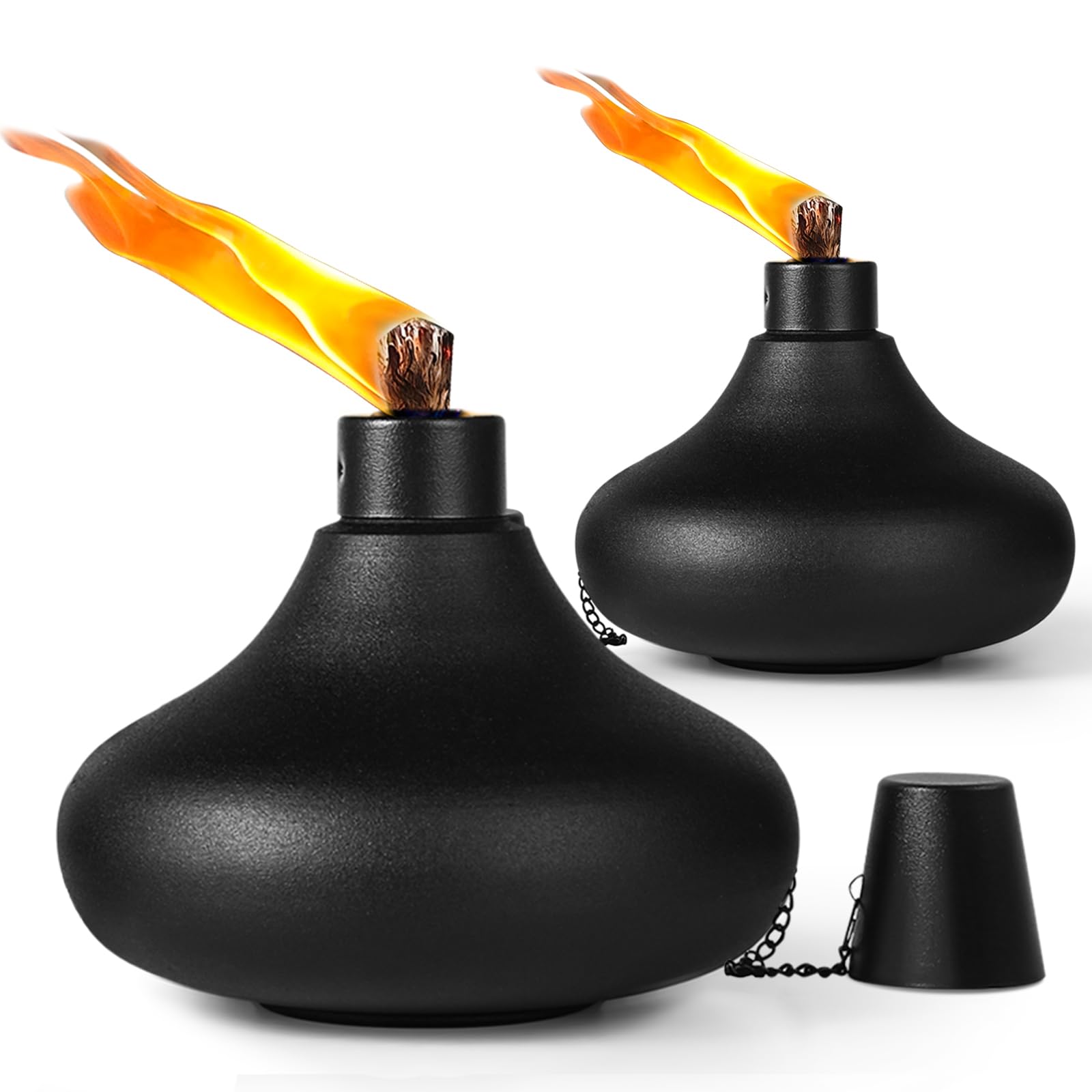 ZSPENG Metal Table Top Torches - 24.5 oz Citronella, Refillable with Wicks, 2 Pack, Garden Decor, Model ZMJYW-02