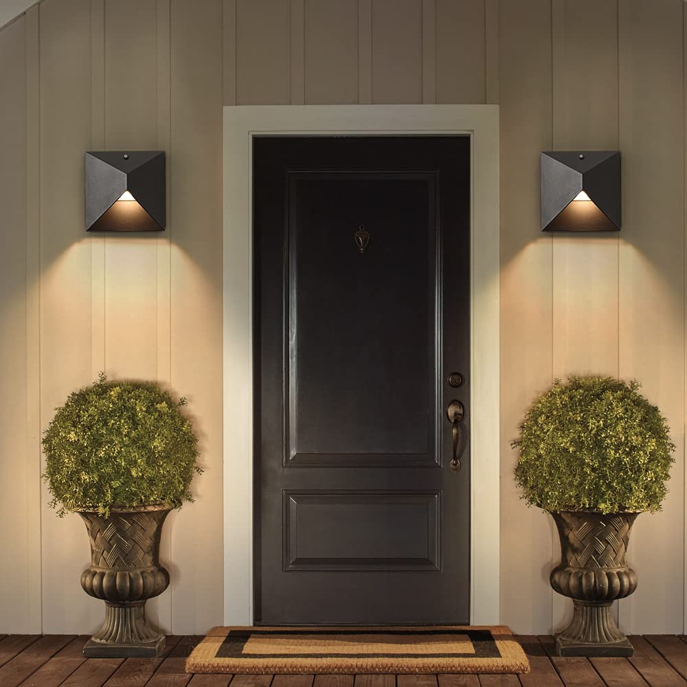 Qqcherry Outdoor Light Fixtures Wall Mount Dusk To Dawn  Porch Lights With 3 Lighting Mode(3000K/4000K/5000K)  Waterproof Exterior Outdoor Wall Lights For House Front Door Patio Garage(Black)