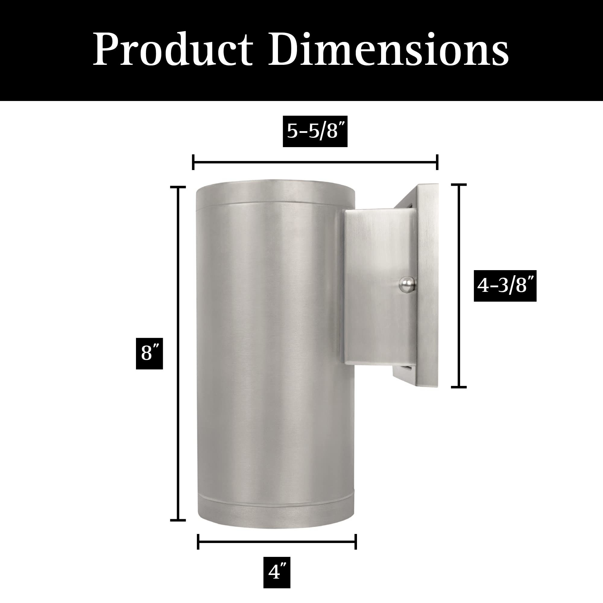 Ultralux 8'' Led Modern Wall Sconce Outdoor Light Fixture, 15W, 3000K Led Brushed Nickel Outside Lights For House, Wall Mount Po