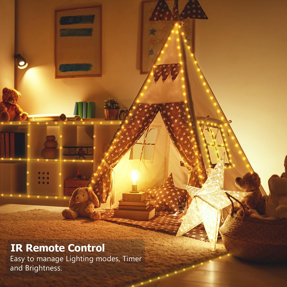 Kepstars 16.5Ft Battery Operated String Lights (2 Pack), 50 Led Fairy String Lights Battery Powered With Remote & Timer For Indoor Outdoor Christmas Trees Wreath Decoration Bedroom Patio - Warm White