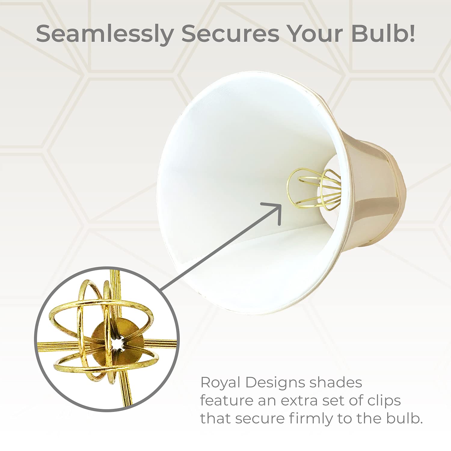 Royal Designs, Inc. True Bell Basic Lamp Shade, Faux Silk, 3.5in x 6in x 6.25in, Beige, Model BSO-704FC-6BG
