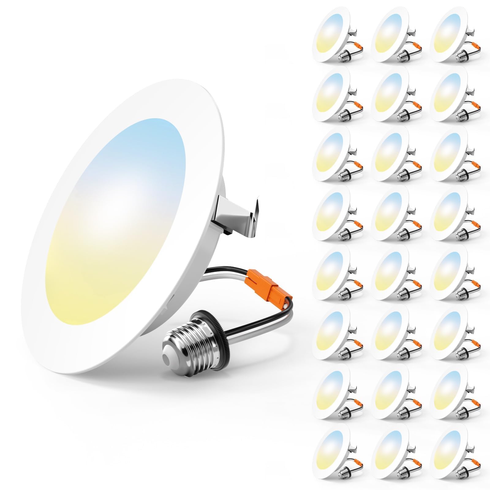 FREELICHT 24 Pack 4 Inch Retrofit LED Recessed Lighting, Selectable 5CCT, Dimmable Flat LED Can Lights, 7W, 700LM, ETL & FCC, Wh
