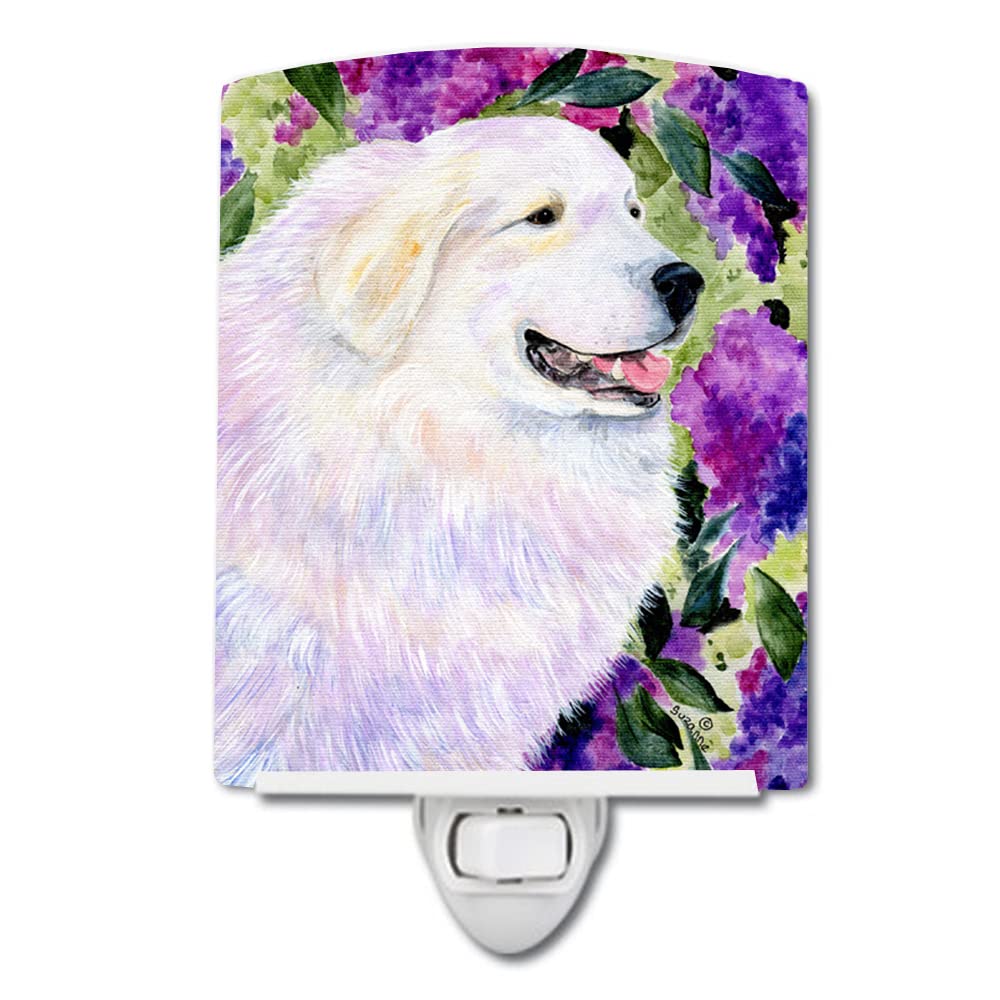 Caroline'S Treasures Ss8474Cnl Great Pyrenees Ceramic Night Light Compact, Ul-Certified, Ideal For Bedroom, Bathroom, Nursery, Hallway, Kitchen, 6X4X3, Multicolor
