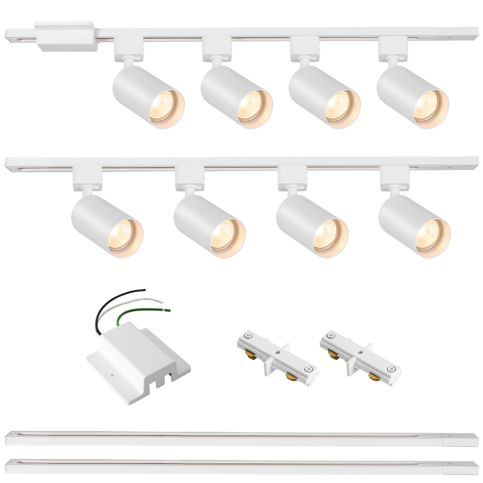 Hiiglxii 8-Light Led Track Lighting Kit With 6.6Ft H Track Lighting Rails & Floating Canopy Connector  Gu10 Track Light Kit  Modern Kitchen Track Lighting Fixtures Ceiling Spot Light  White (No Bulbs)