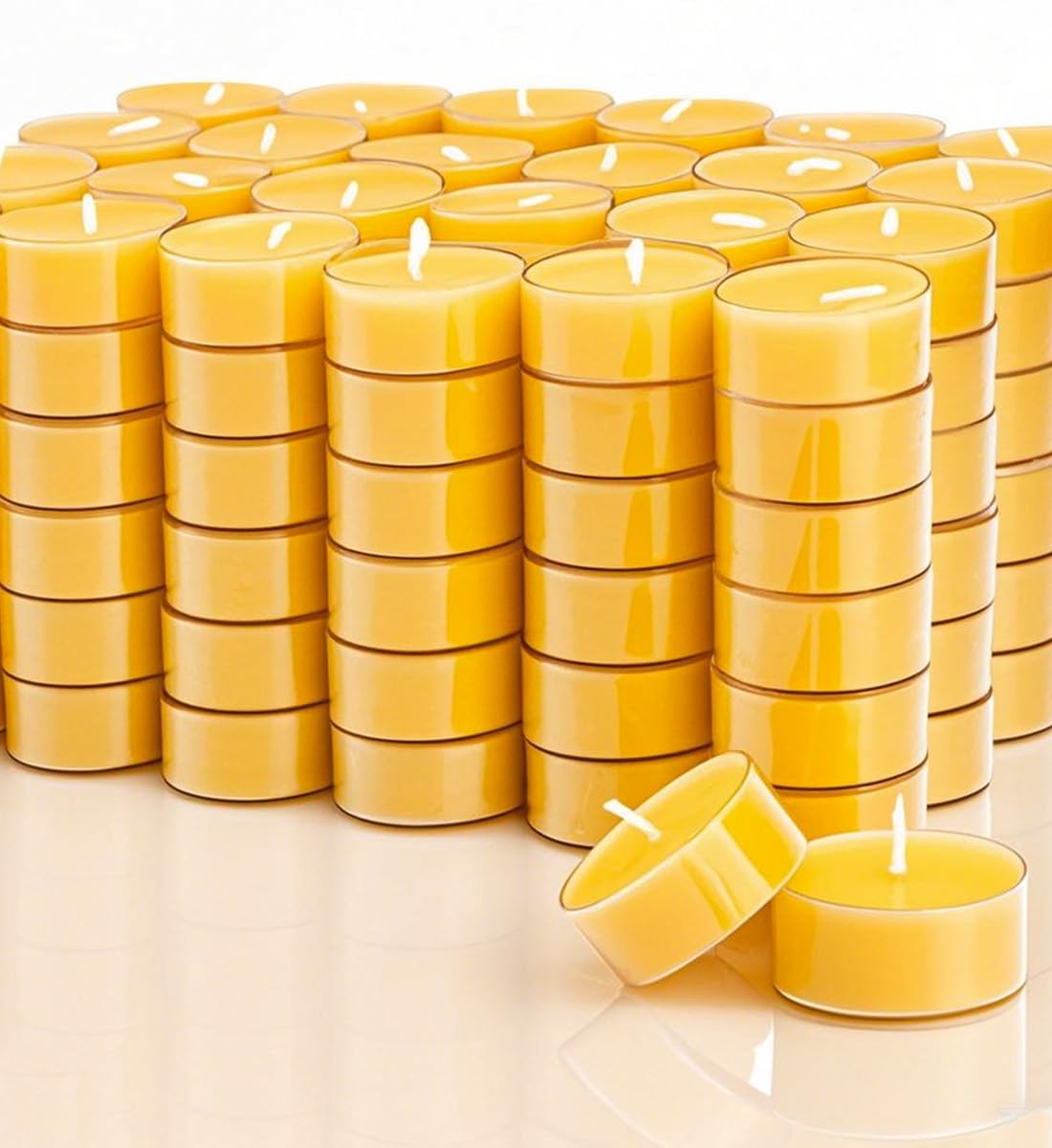 96 Packs Beeswax Tealight Candles, 100% Pure Beeswax Tea Candles | 4-Hour Extended Burn Time | Natural Bees Wax Tea Light Candle