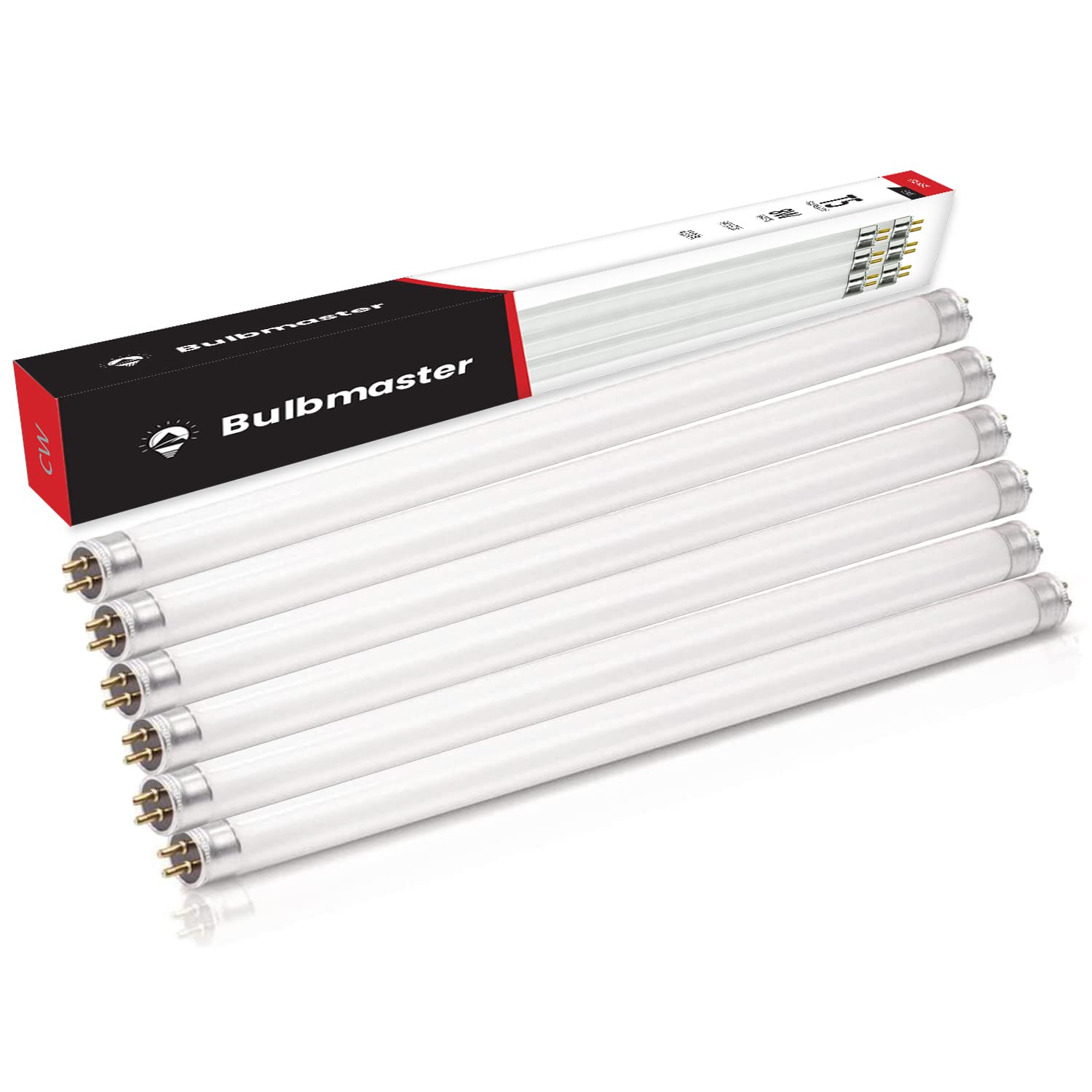Bulbmaster F8T5/WW 8 Watts 3000K Fluorescent Tube Bi Pin Light Bulbs Warm White 12  Linear T5 380 Lumens 120 Volts -Under The Counter Professional Grade Fluorescent Lamp Pack of 6