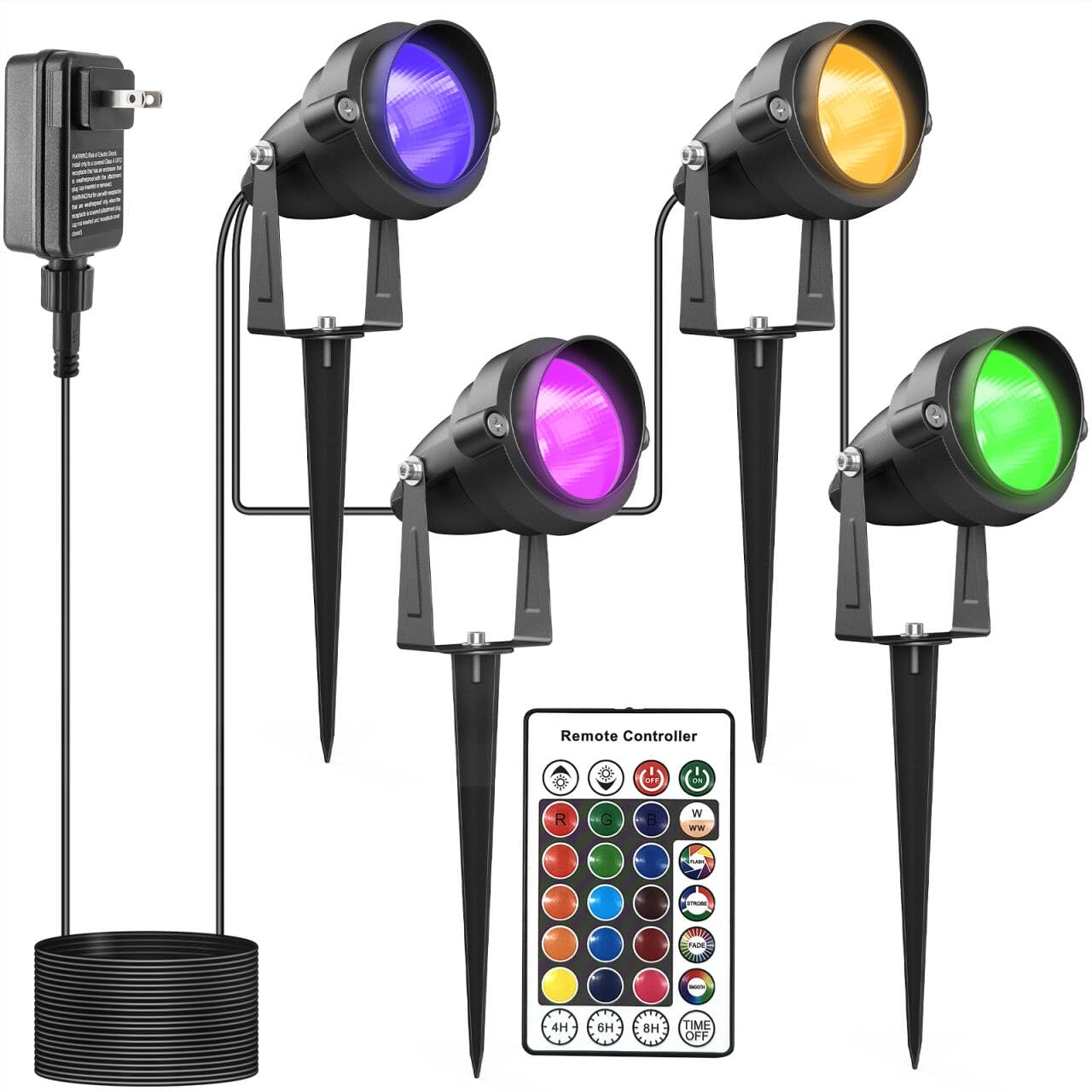 Christmas Spot Light for yard with Timer, 20W RGBW Spotlights Colored Warm White Spot Lights Outdoor Landscape Lights IP65 Water