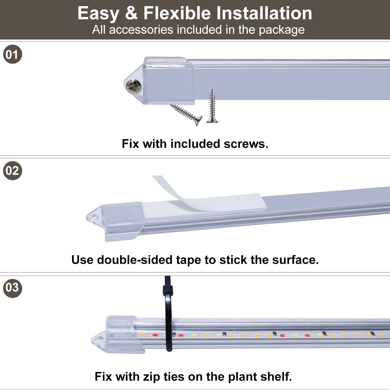 LPMZMBL Plant Grow Light Strips, 120 LEDs Full Spectrum, 2 Heads, Timer, Dimmable, Aluminum, White Red, Model MH-YGT-2