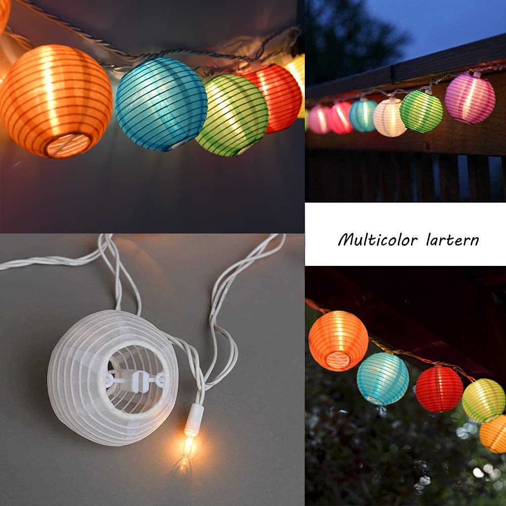 GOOTHY Lantern String Lights, 8.5FT Multicolor, Plug-in Outdoor Decorations with 10 Mini Colorful Lanterns for Parties and Gardens