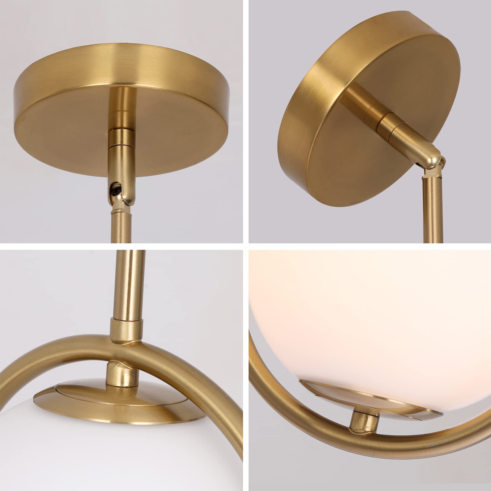 SeeU Modern Pendant Light Fixture, 2 Light, Metal, Gold, Globe Glass Lampshade, Model SeeU-MPL-v1