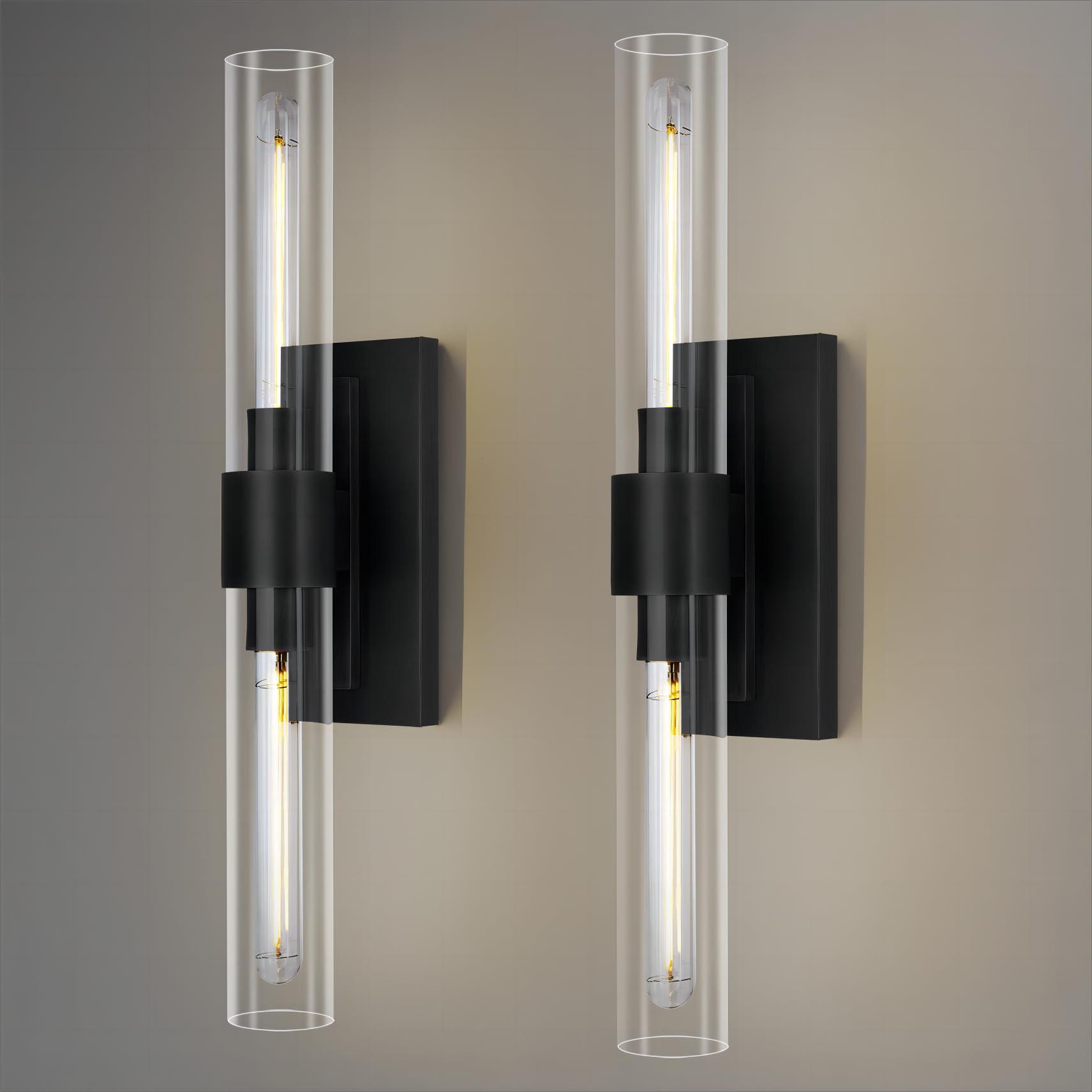 Joyunleo Black Wall Sconces, 22.8 Bathroom Sconces, Sconces Wall Lighting 2-Light, Bronze Wall Sconces Set of Two, Vanity Lights